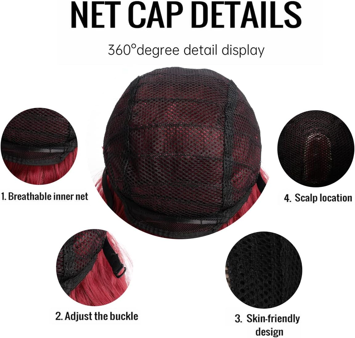 BERRYLION Wigs for Women|Short Bob Wig with Bangs|Synthetic Wavy Bob Wig with Air Bangs (Wine Red) image number 6