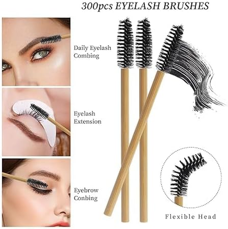 Ksngtixe 100Pcs Disposable Bamboo Eyebrow Brushes - Eyelash Extension & Mascara Applicator Wands, Professional Makeup Brush Set for Lash Styling & Brow Grooming image number 3