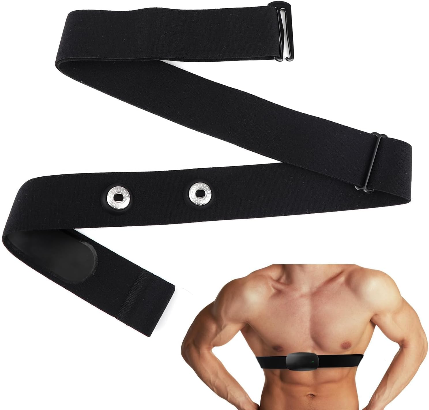 Heart Rate Monitor Chest Band for Polar H10 H9 H7, Adjustable Waterproof Replacement Chest Strap Compatible with Polar Garmin, Black image number 4