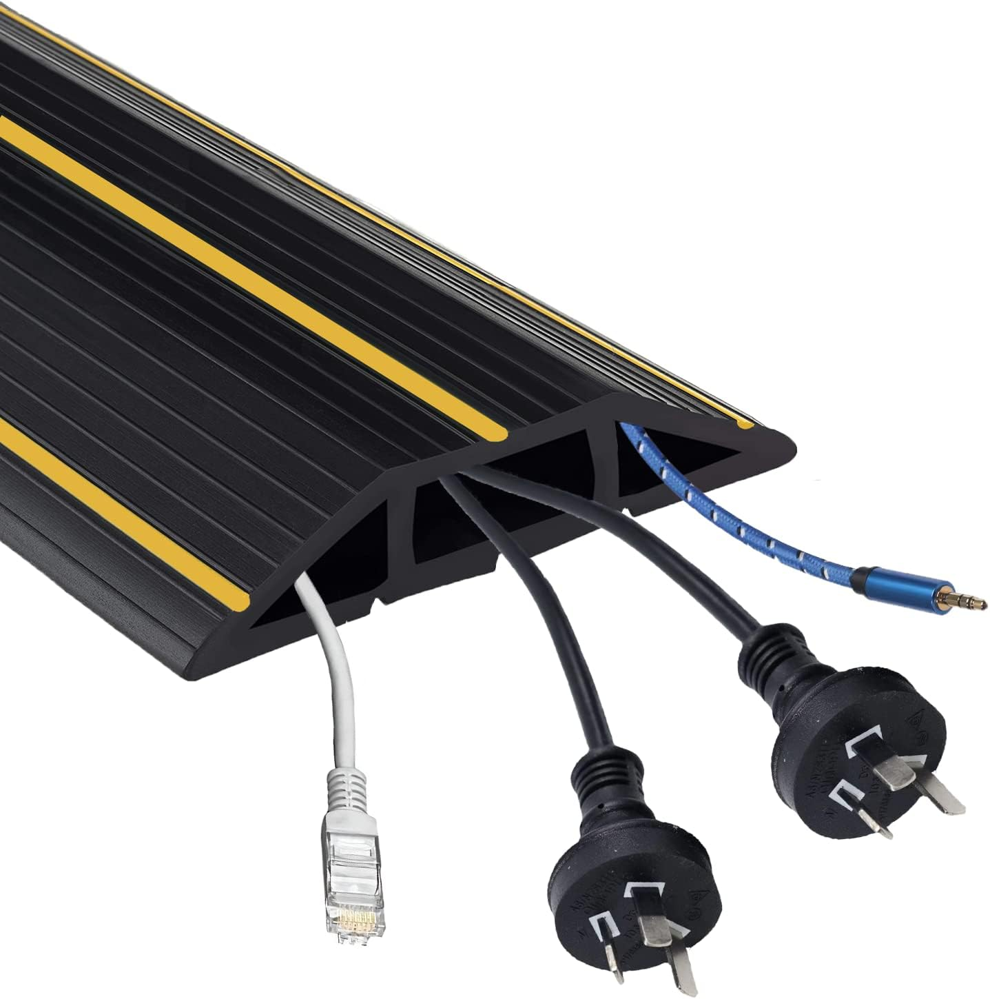 Adyawen 6.5FT Cable Protector Cord Cover for Floor, Heavy Duty PVC Duct Easy to Unroll, Prevent Trip Hazard for Home Office or Outdoor Settings, Black image number 4