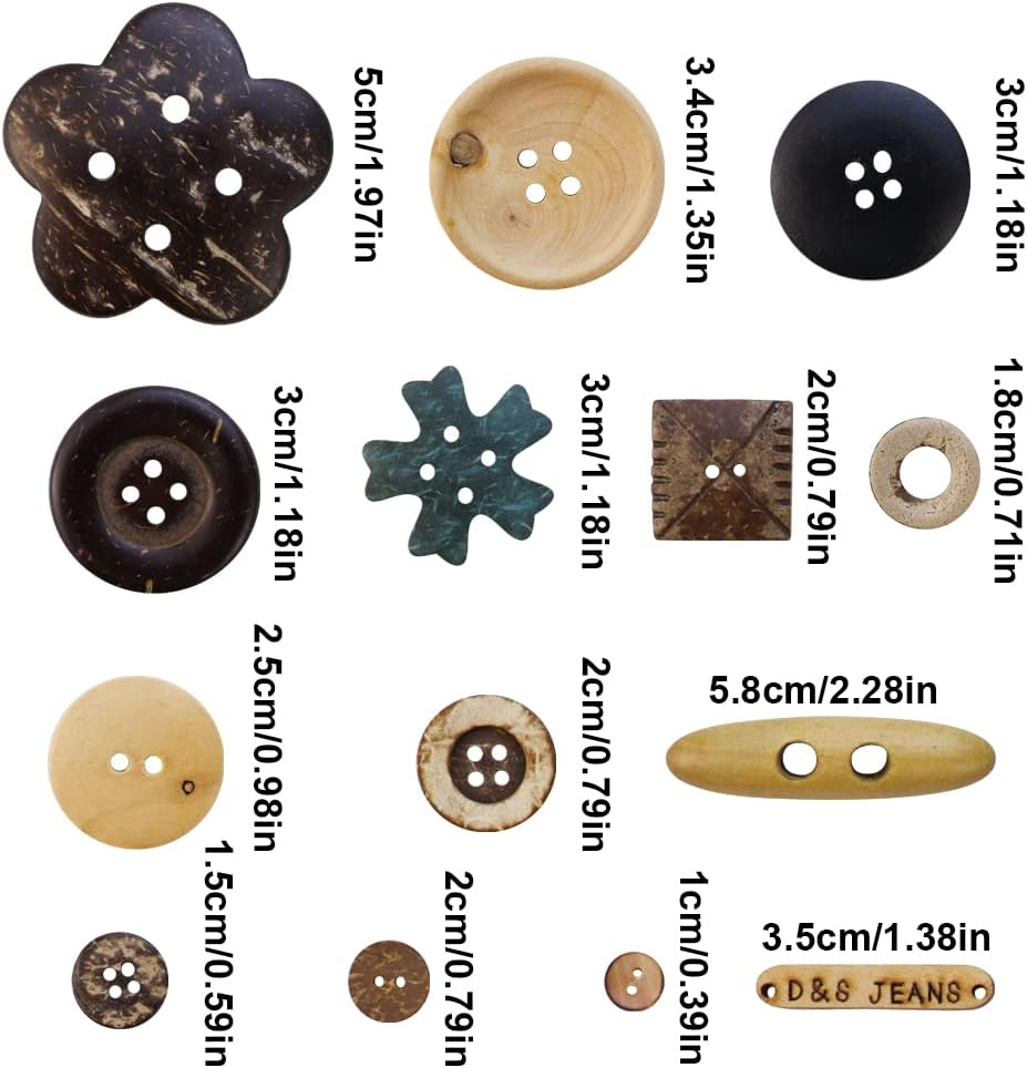 TCOTBE 600 Pcs Assorted Sizes Wooden Buttons Mixed Colors Coconut Shell Wood Handmade Ornament Buttons for Sewing Decorations DIY Arts and Crafts Manual Button Painting image number 5