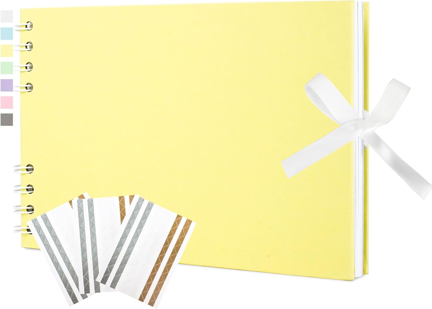 Scrapbook Album Photo Book with 20 Sheets White Pages 8.5X6 Inch Scrapbooking with Corner Stickers for Wedding Baby Shower Birthday Travelling, Yellow image number 2