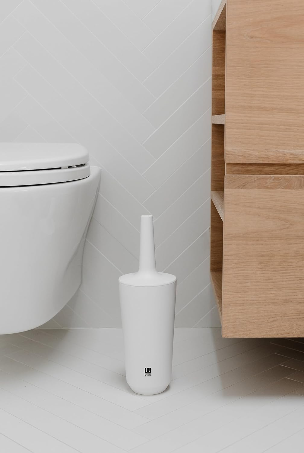 Umbra Corsa Toilet Brush with Holder, White Bath