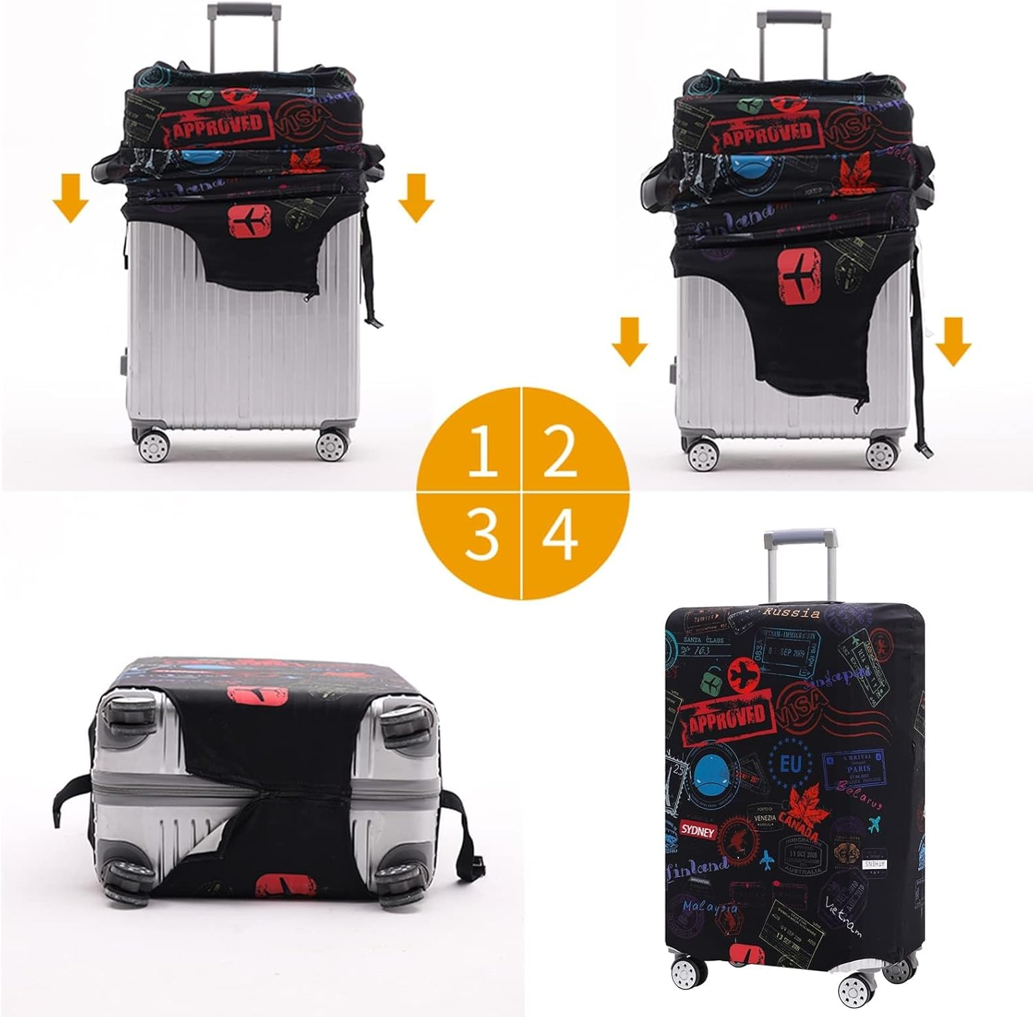 ZANZER Suitcase Cover Protector with Luggage Tag for 26-32 Inch, Elastic Dust Luggage Cover for Suitcase, Washable Thickened Anti-Scratch Travel Accessories ((Fit 26-28 Inch) L) image number 3