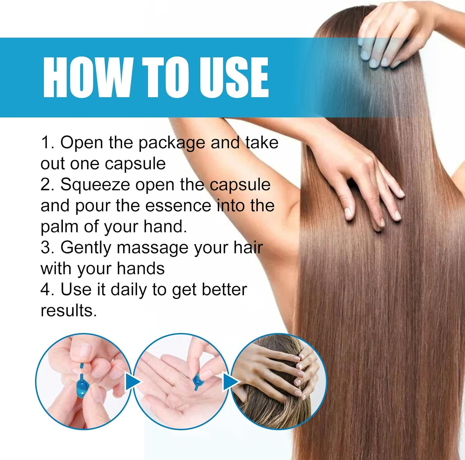 Hair Styling Oil Capsules for Frizz Control and Shine with Argan Oil and Keratin for Dry Damaged Hair Repair Moisturizing Serum Applicator for Curly Bleached Hair image number 2