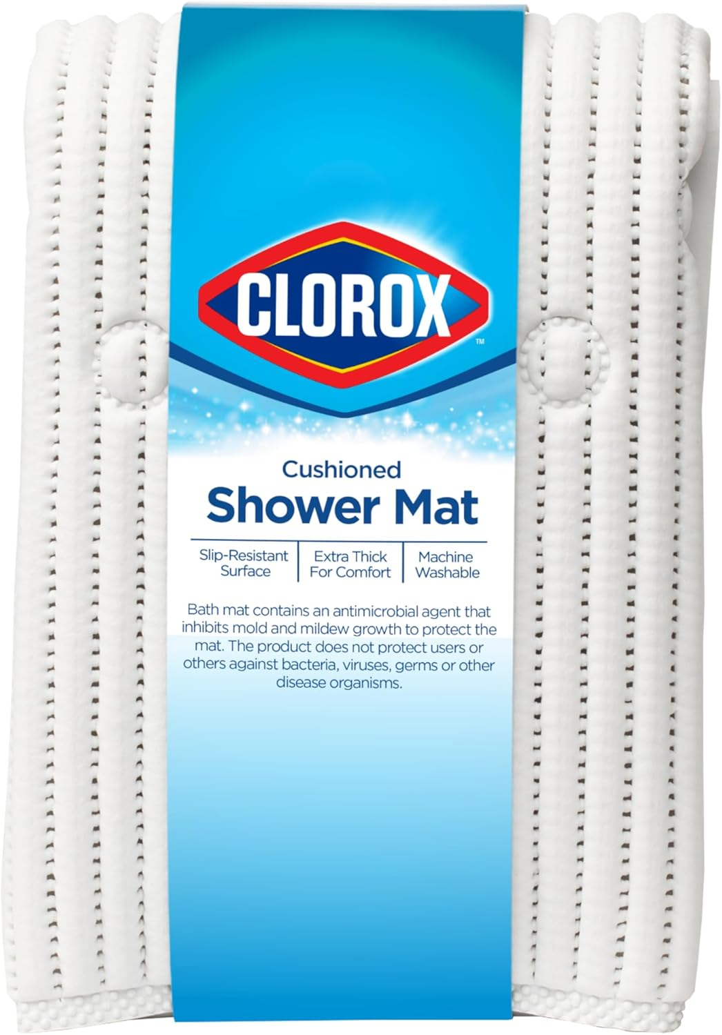 Duck Brand 285343 Clorox Cushioned Shower Mat, 21 X 21 Inches, White image number 1
