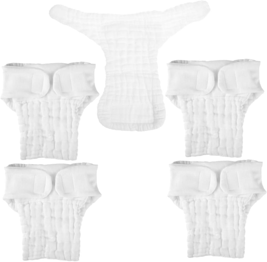 5Pcs Reusable Cotton Diaper Covers for Washable Nappy Liners Soft Months Breathable Absorbent Cloth Diapers