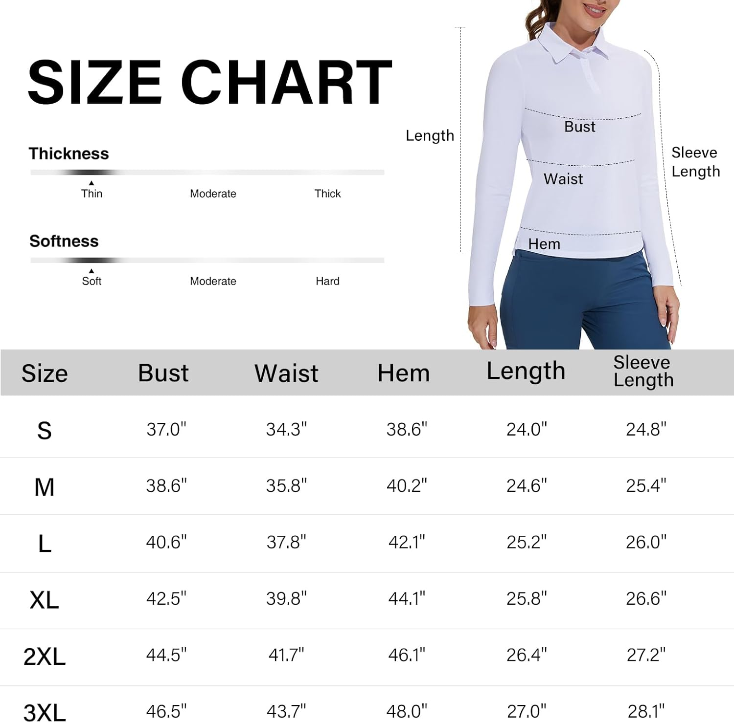 M MOTEEPI Womens Golf Shirt Long Sleeve UPF 50+ Quick Dry Athletic Polo Tennis Tops Sun Protection with 3-Button image number 1