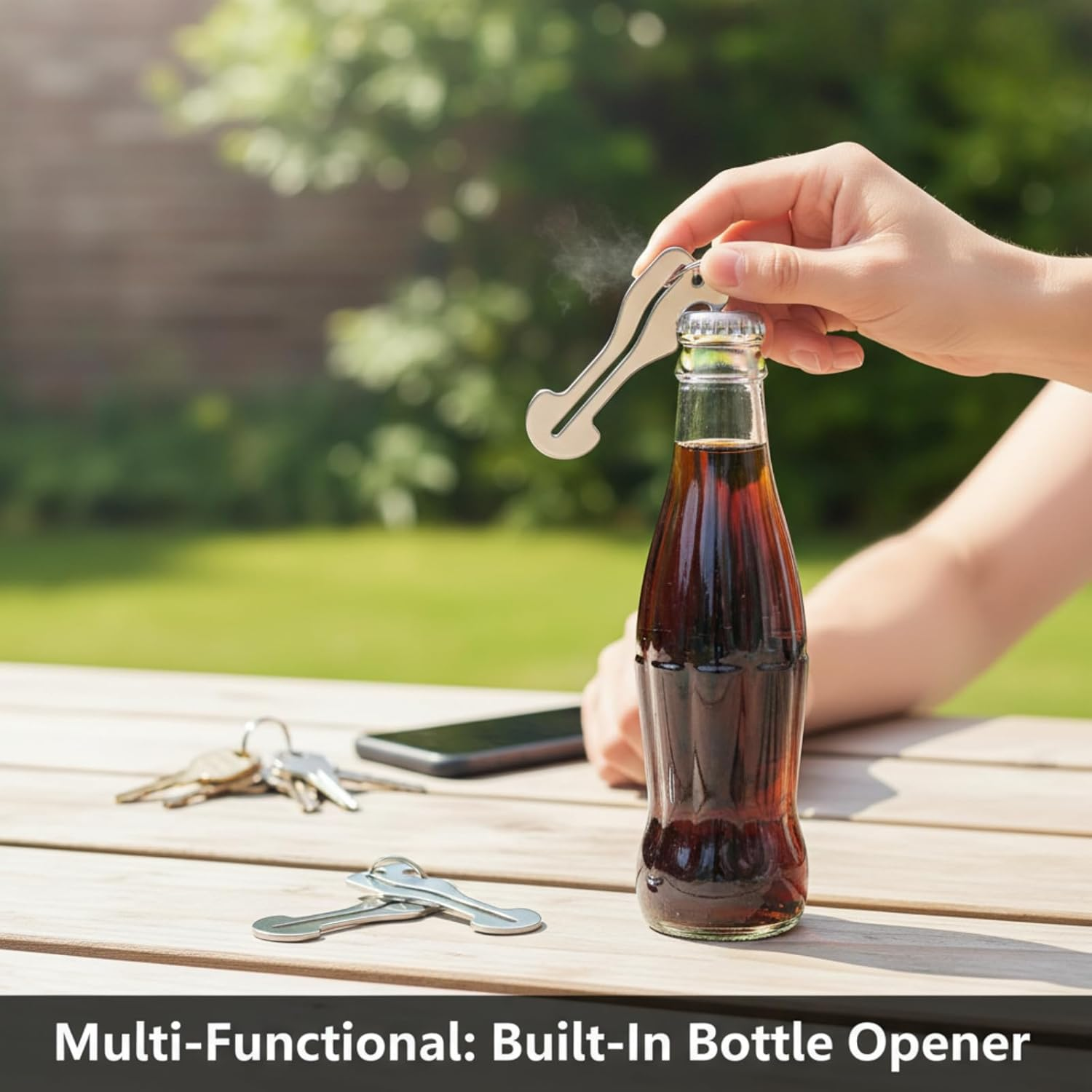 6 Pcs Titanium Steel Shopping Trolley Key, Anti-Lost Keychain with Bottle Opener, 3-Shapes Universal Fit for Supermarket Carts (2) image number 3