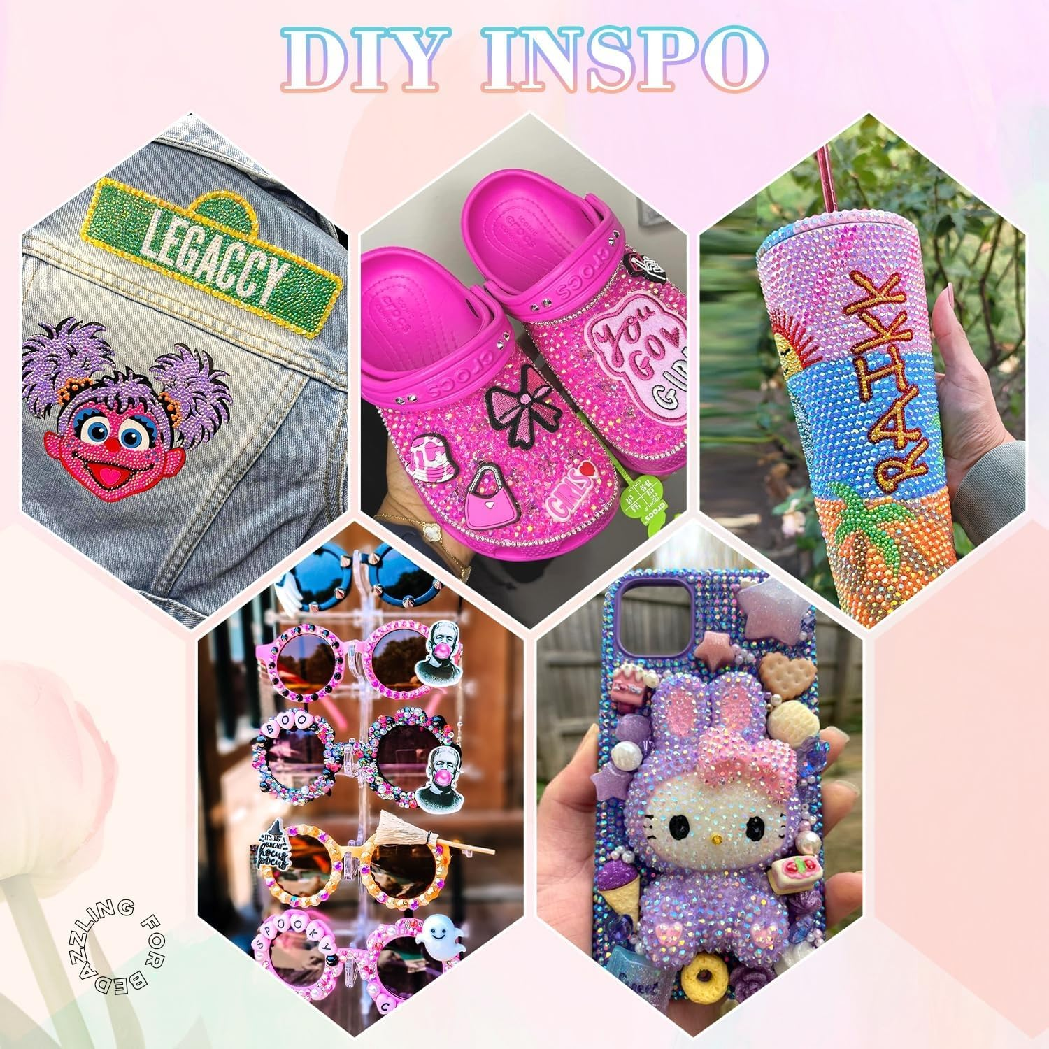 24000Pcs Nail Art Rhinestones Kit, 24Assorted Colours, with Tweezers Tool and Pencil,Round Nail Flatback Rainbow Gems Set (3Mm )