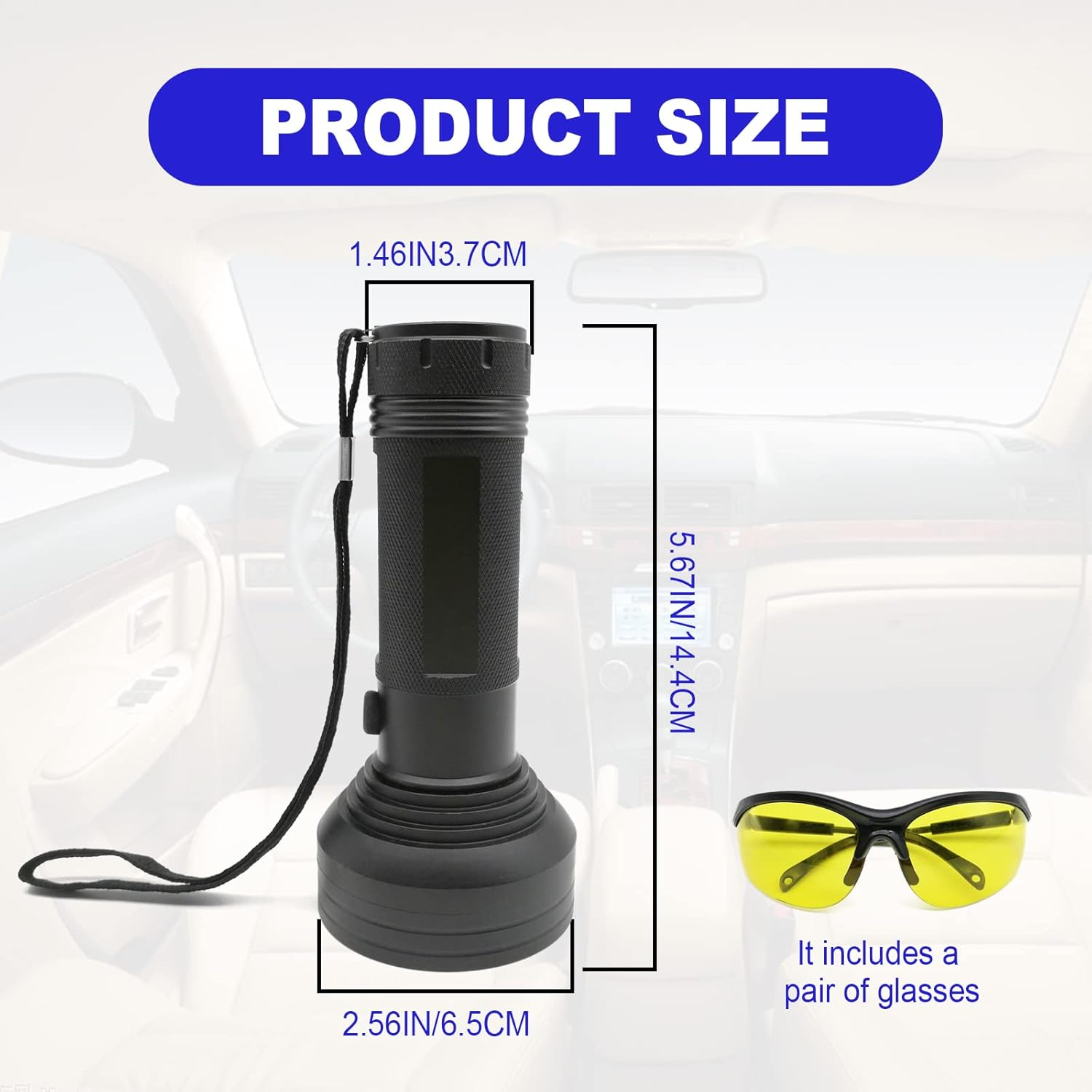 AC UV Oil Dye Leak Detection Kit Includes Pro 68 LED Flashlight with UV Protective Glasses, Auto Air Conditioner Leak Detector Tool Flashlight Car Oil AC Dye Leak Test Pro Detection Kit image number 4