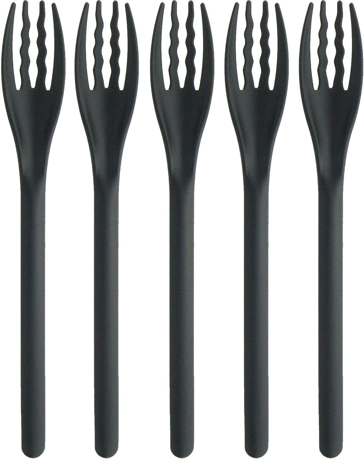 Nagao Heat Resistant Plastic Soft Fork Set of 5 White Dishwasher Safe Made in Japan image number 4