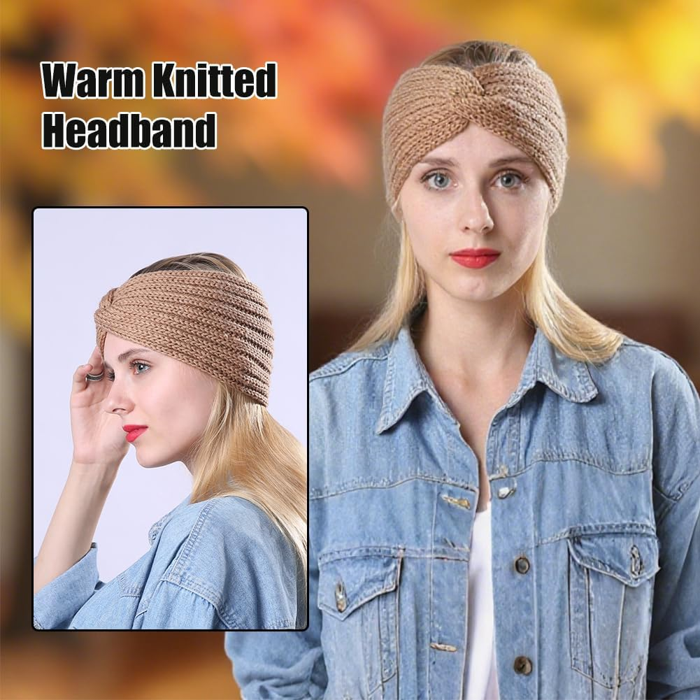 Women'S Winter Headband, Women'S Knitted Ear Warmers, Pack of 3, Thick Headbands, Girls, Knitted Headband, Headwrap, Hair Bands, Warm Winter Gifts