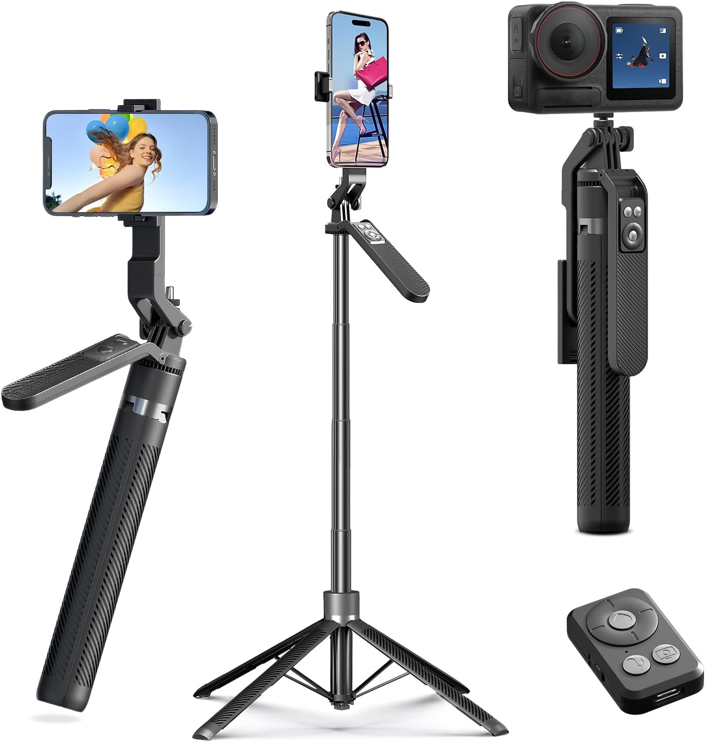 YLSD 70" Phone Selfie Stick Tripod with Remote, 360&deg; Stabilized Handheld Gimbal Tripod for Iphone/Android, Four-Corner Stability Extendable Camera Tripod for Live/Vlog/Photo image number 1