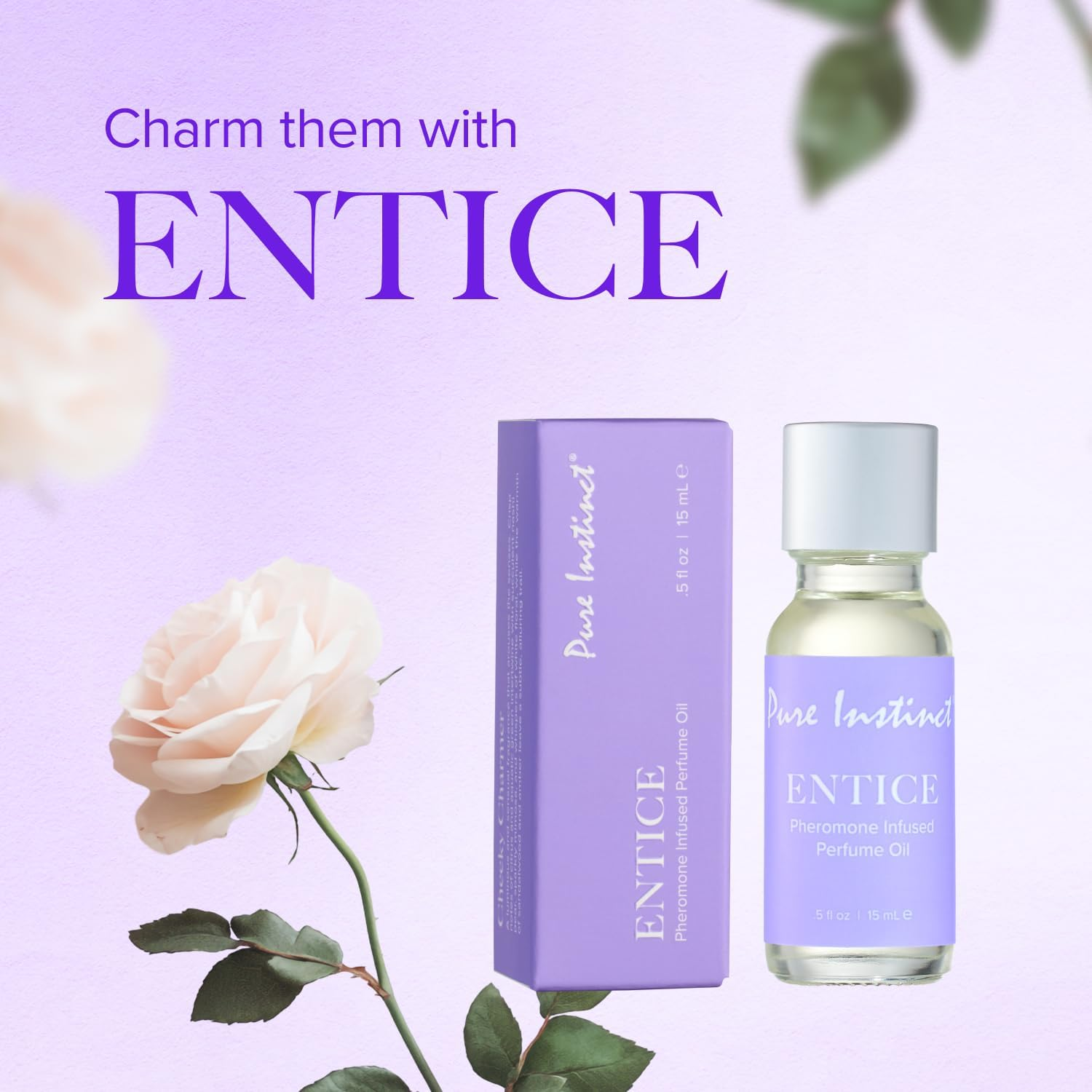 Pure Instinct ENTICE the Original Pheromone Infused Essential Oil Perfume Cologne - for Her Women - TSA Ready (Dropper Bottle 0.5 Fl. Oz./15Ml) image number 2