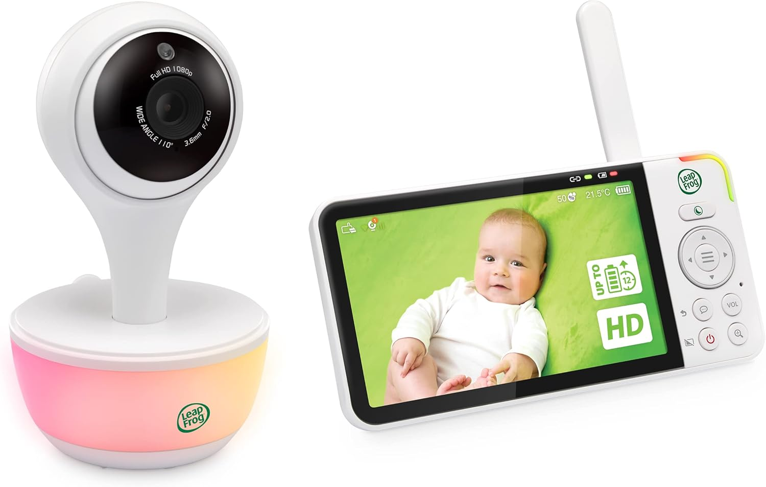 Leapfrog LF815HD 5'' Wi-Fi HD Video Baby Monitor with Remote Access, Colour Night Vision, Night Light, 2-Way Talk, Soothing Sounds, Temp/Humidity/Motion Sensor, up to 12 Hours Battery Life image number 5