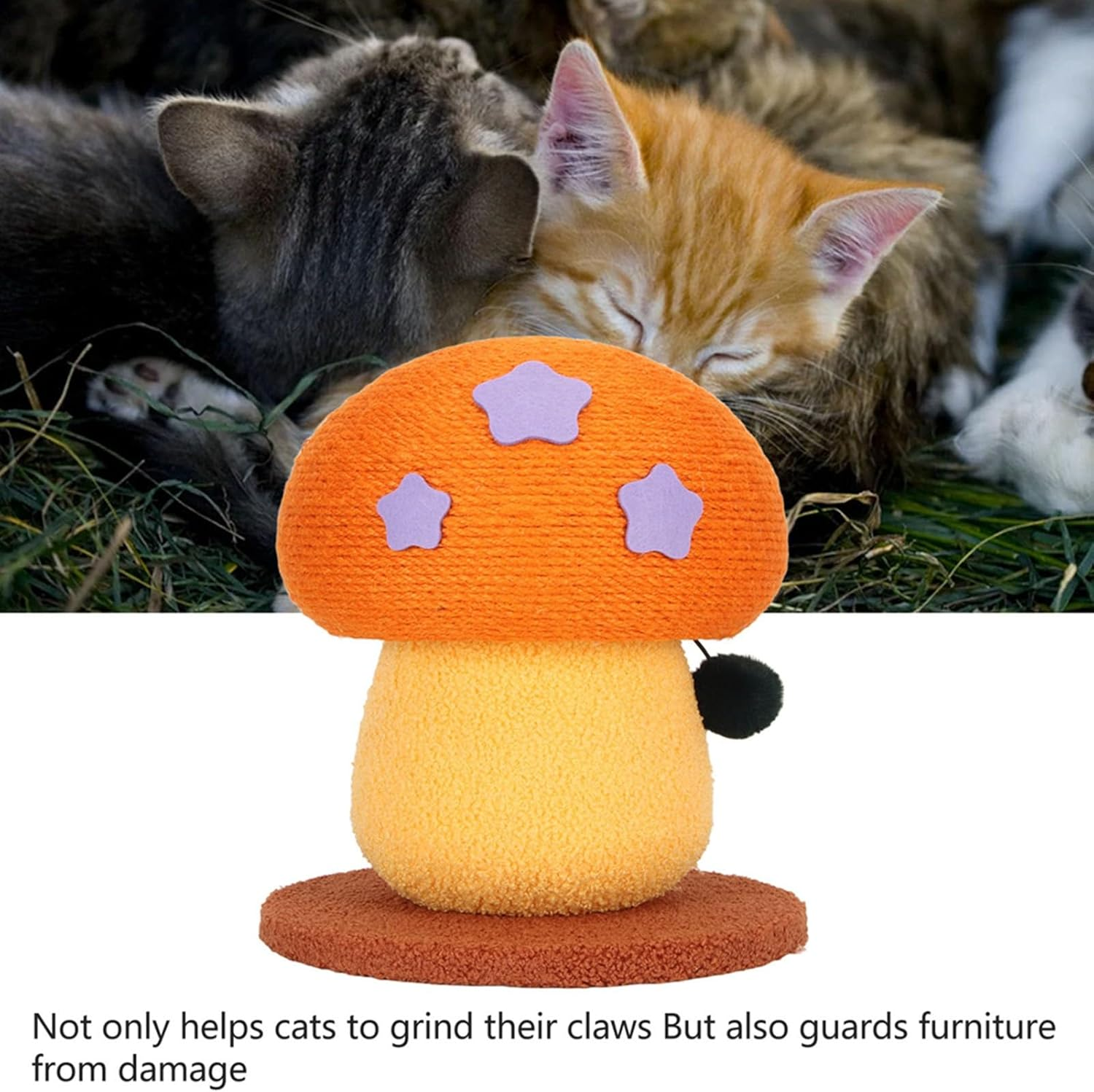 Cat Scratching Post, Claw Grinding Scratch Resistant Mushroom Shape Sisal Tall Kitten Scratcher, Durable Grinding Claws Cat Scratch Post for Indoor image number 6