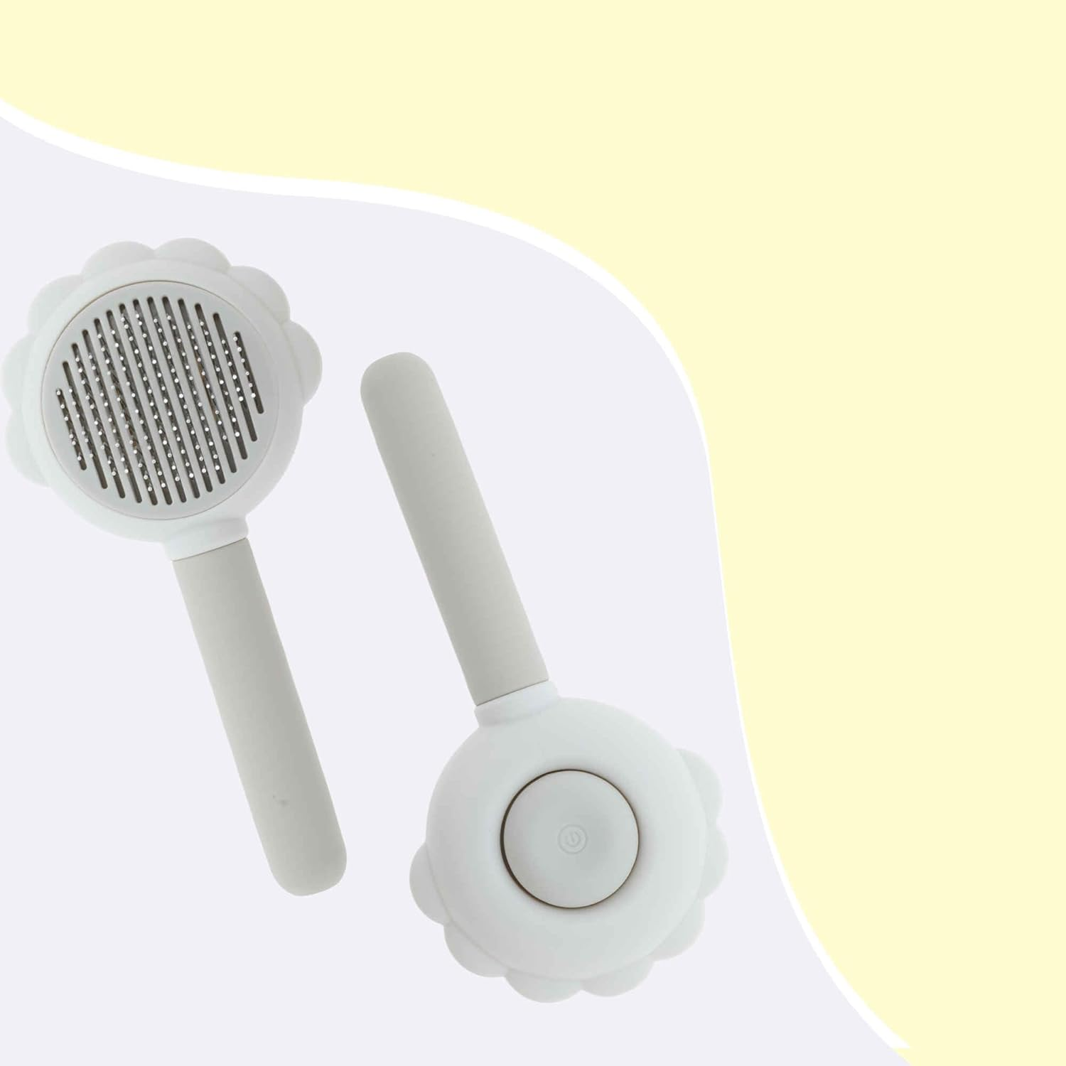 CAPASTEC Pet Brush, Cleaning Brush for Cats and Dogs, Flower Shaped Pet Grooming Brush, Easy Detangling Brush for Hair Massage Indoor and Outdoor, White image number 5