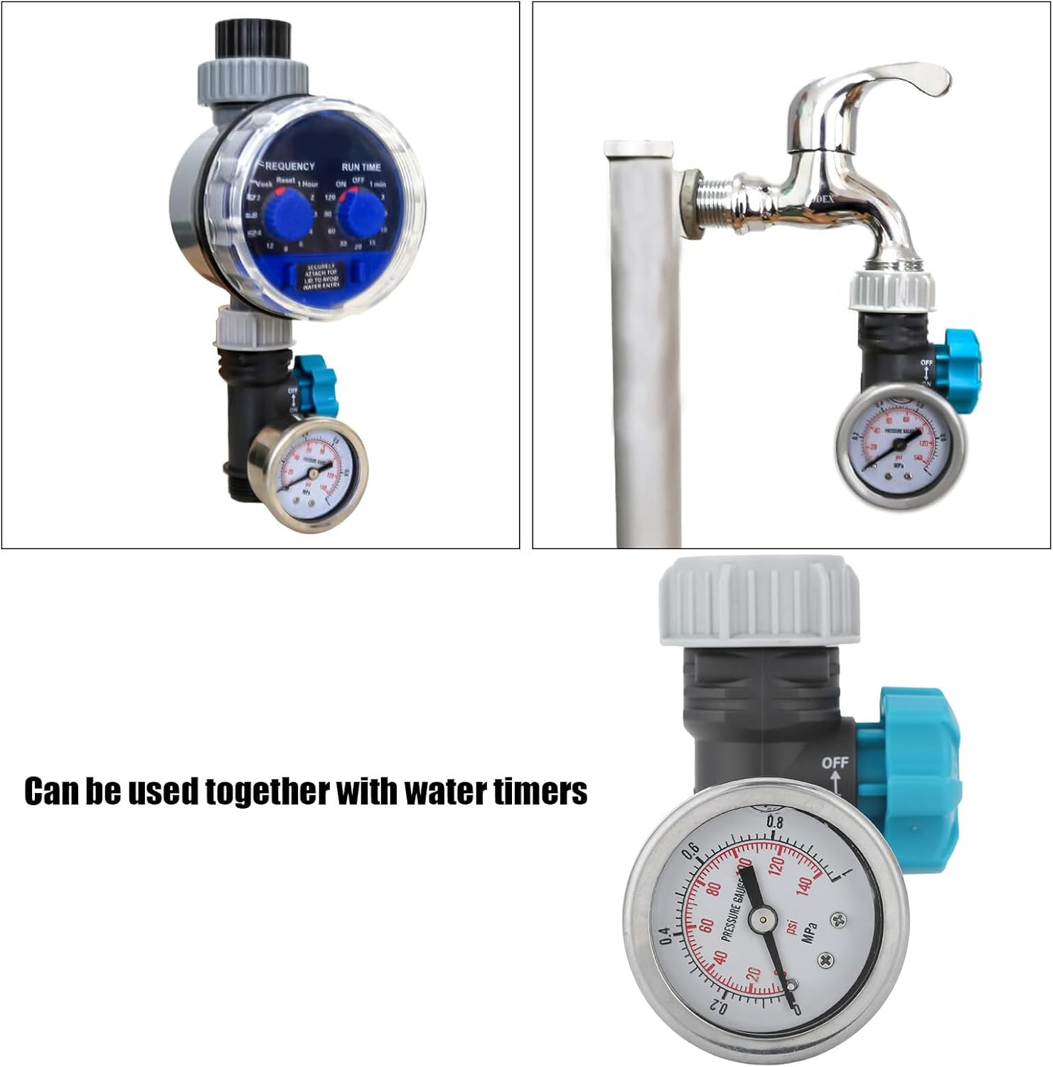 Changor Water Pressure Regulator Valve, Adjustable G3/4 Inch Thread Connections with Visualized Pressure Control, Pressure Reducer Valve, for Garden Irrigation Systems, G3/4In image number 6