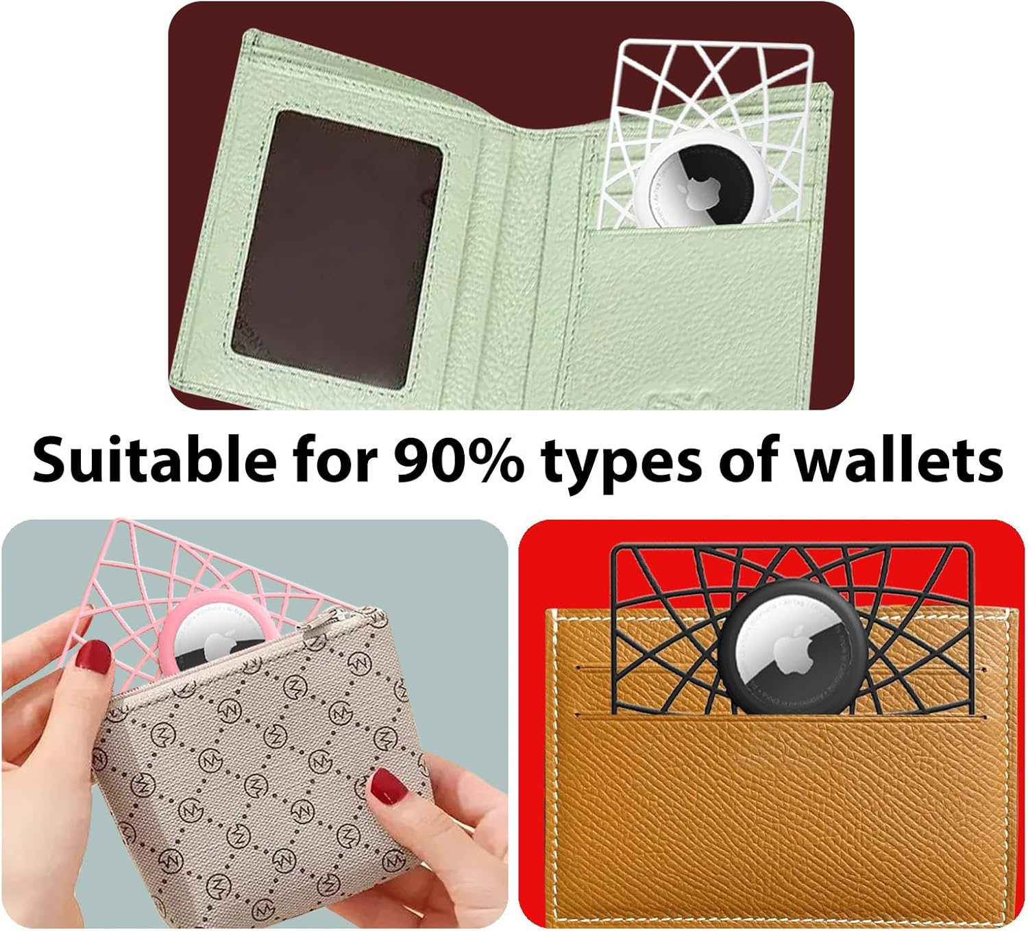 WALNEW 4 Pack Airtag Wallet Holder, Slim Air Tag Wallet Card Case, 0.1 Inch Thickness Ultra Thin Airtag Holder for Purse, Backpack, Clutch, Handbag (4 Colors) image number 3