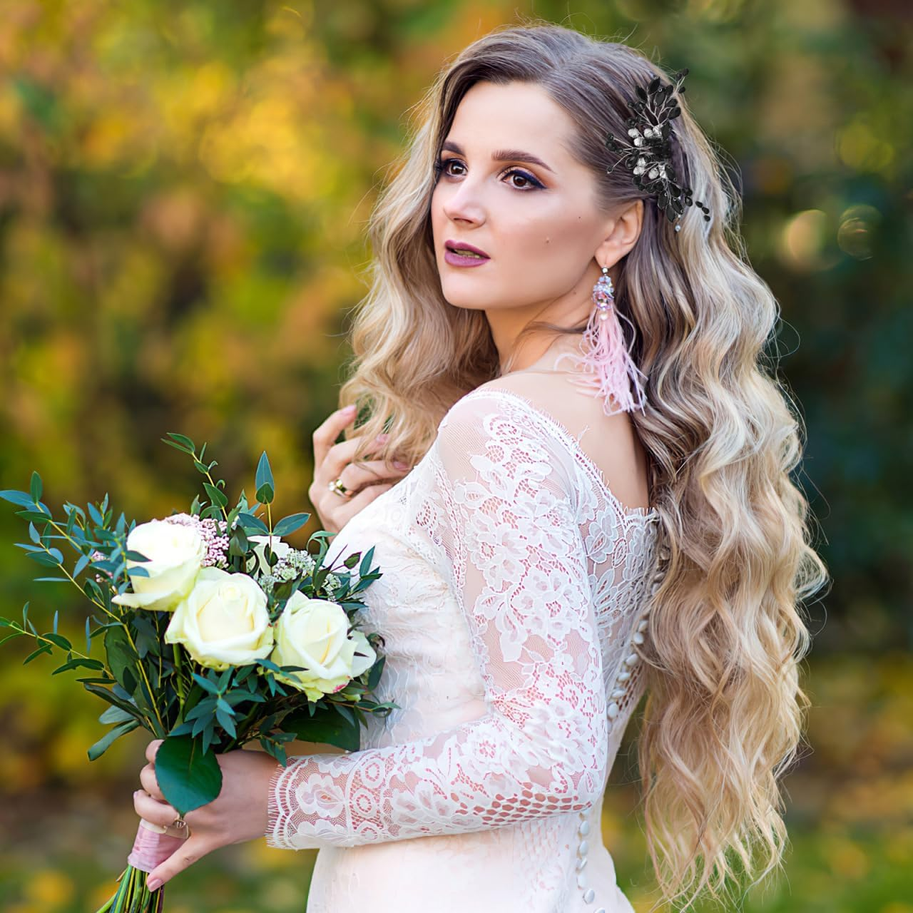 Iplusmile Black Rhinestone Hair Comb for Women Elegant Bridal Sparkling Side Comb Wedding Hair Accessories Fashion Accessory for Wedding Party image number 2