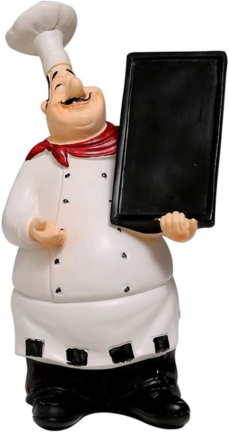 Holding Writable Chalkboard Sign Resin Chef Figurines, Cute Chef Statue Sculpture Ornaments Decoration for Home, Kitchen, Bar, Coffee, Restaurant Collection image number 3