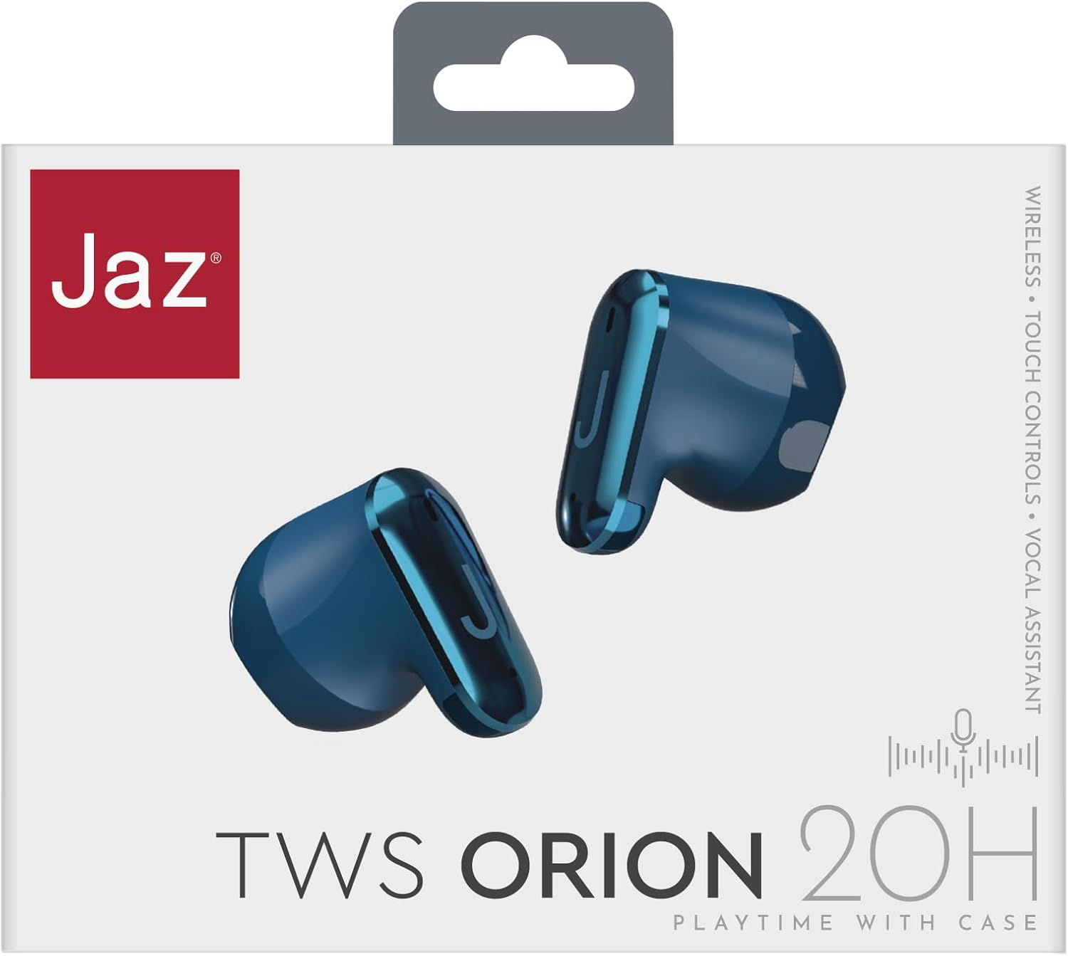 JAZ Orion Semi in Ear Headphones True Wireless Stereo Ultra Compact Charging Case Built-In Microphone Touch Control for Smartphone Tablet Laptop 20 Hours Light Blue