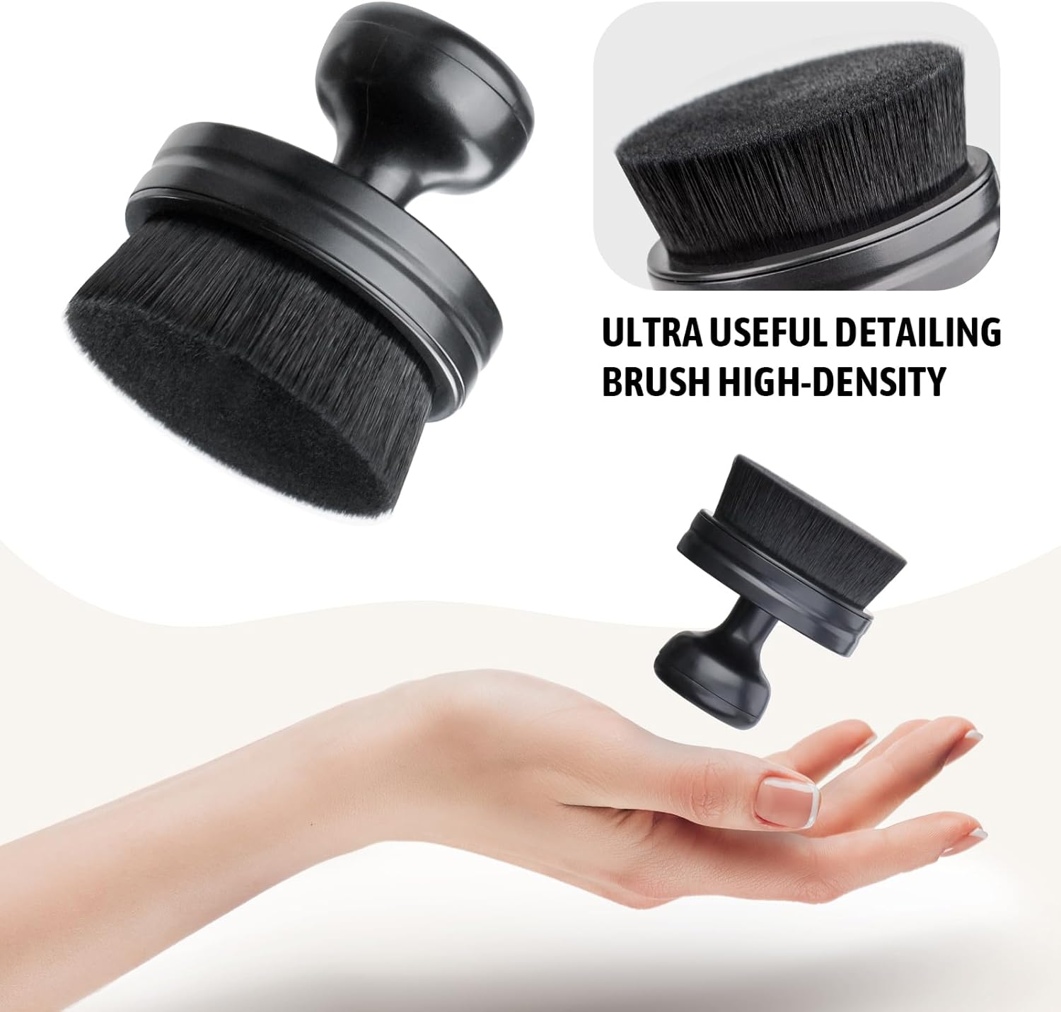 BABYSHEEP Tire Shine Applicator with Magnetic Sheet for Easy Storage,Vegan Car Tire Shine Brush with Stand for Auto Detailing Cleaning Service (Black) image number 1