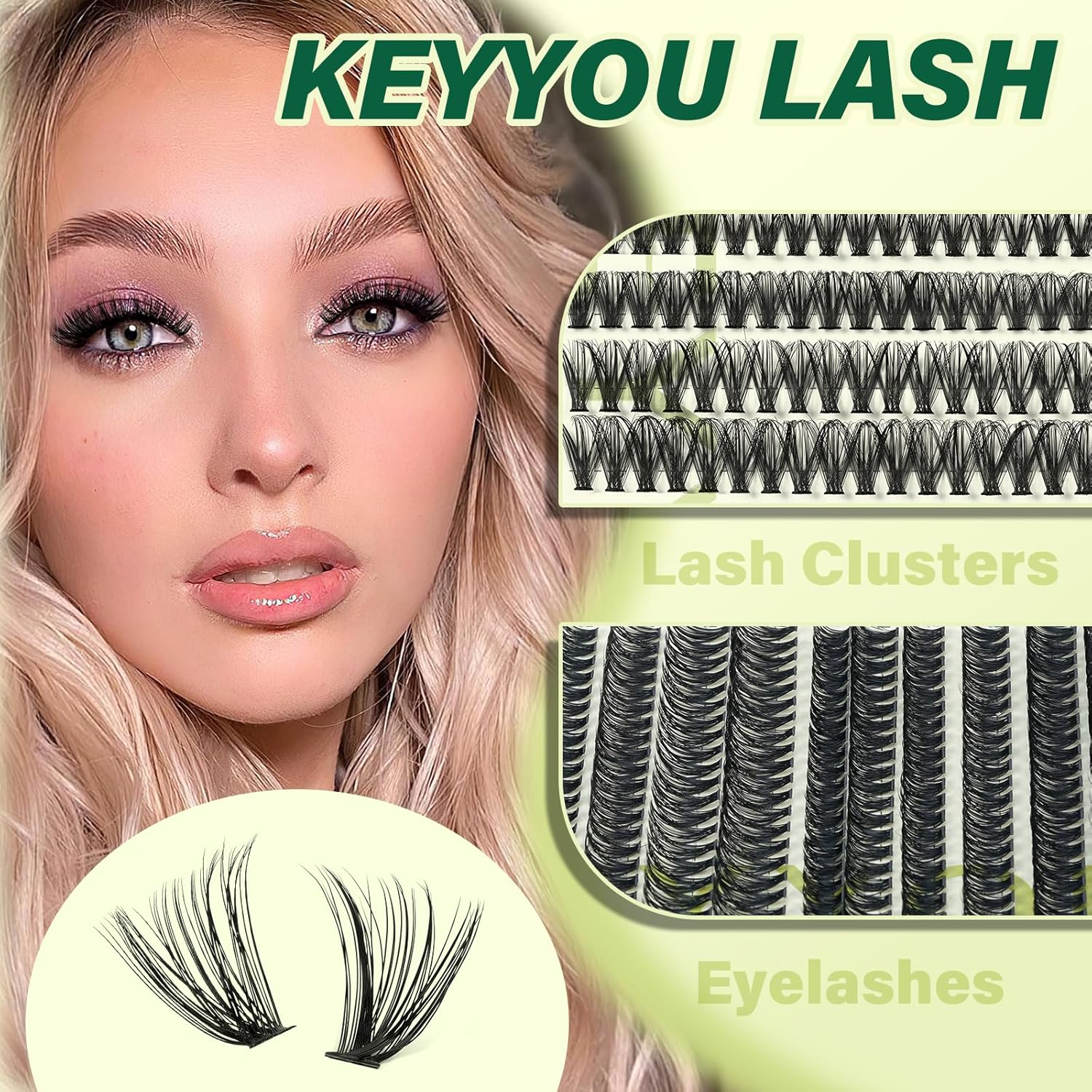 KEYYOU Lash Clusters 280Pcs Individual Lashes 40D+50D D Curl 9-16 MIX DIY Eyelash Extension Soft&Natural Volume Cluster Lashes DIY Lash Extension at Home(40D+50D） image number 4