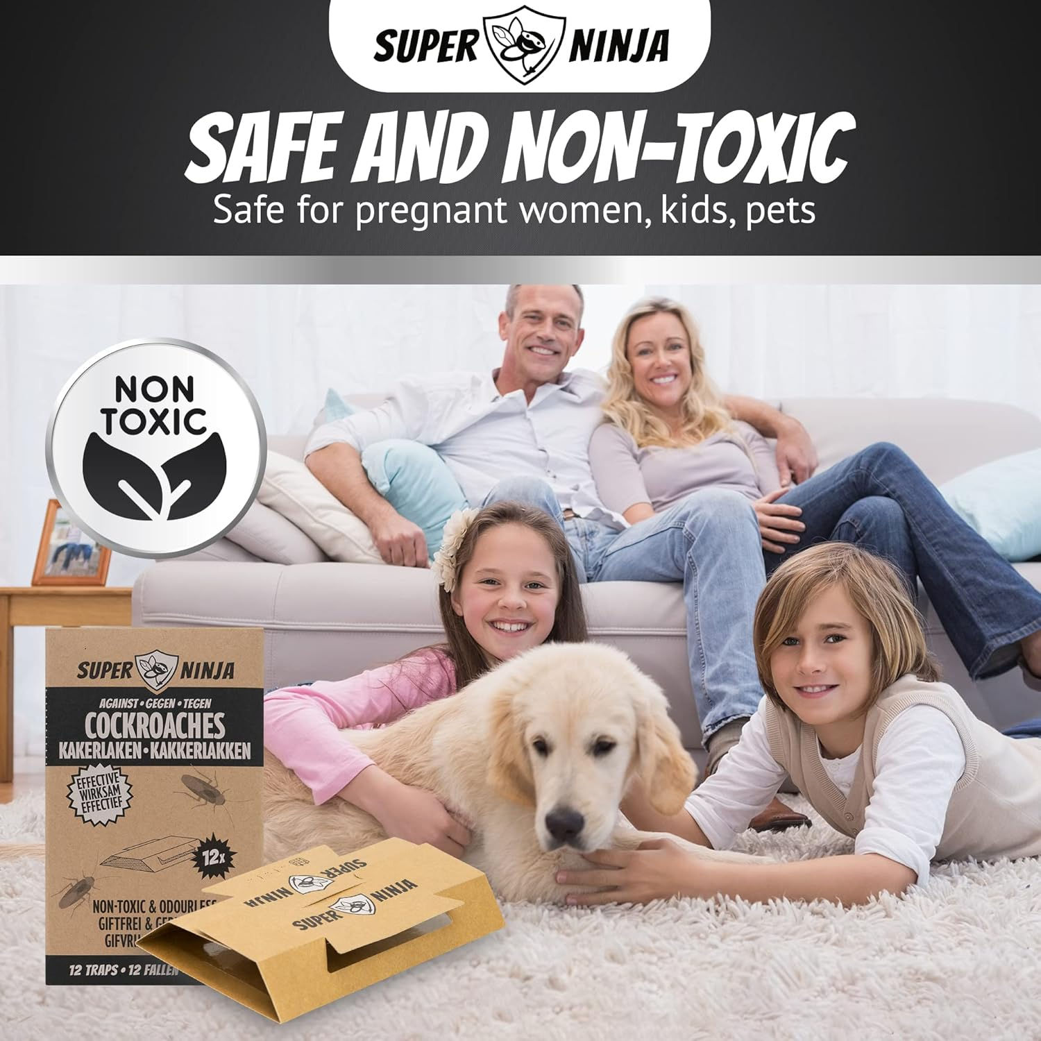 Super Ninja Cockroaches Killer - 12 Traps - Highly Effective and Ecological Cockroach Trap - User Friendly - up to 3 Months per Trap image number 6