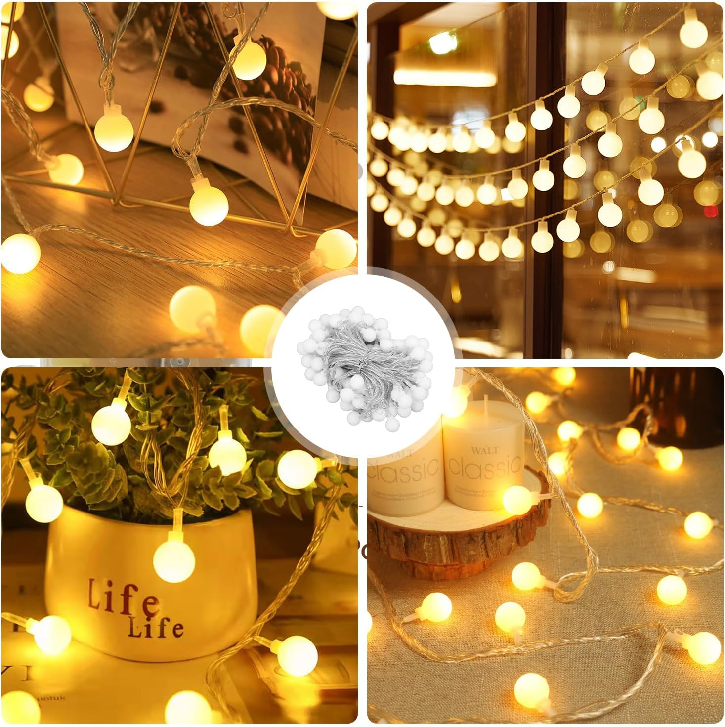 Theapro Fairy Lights Globe String Lights 33Ft 100LEDS with 8 Mode Remote Battery Powered Waterproof Indoor Outdoor Christmas Lights Decorative for Bedroom Diwali Party Garden Wedding (Warm White) image number 6