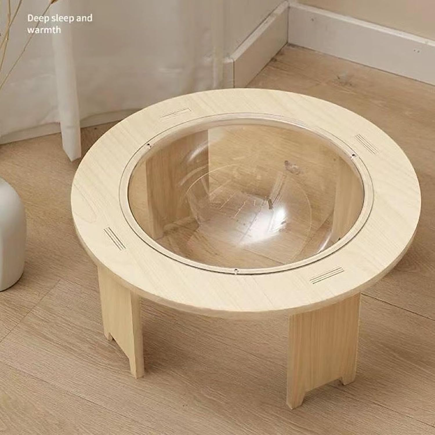 Capsule Cat Bed, Capsule Indoor Cat House, Transparent Clear Capsule Cat House, Detachable Wooden Elevated Cat Bed for Bedroom Balcony (Tama&ntilde;o Peque&ntilde;o 21 Pulgadas) image number 1