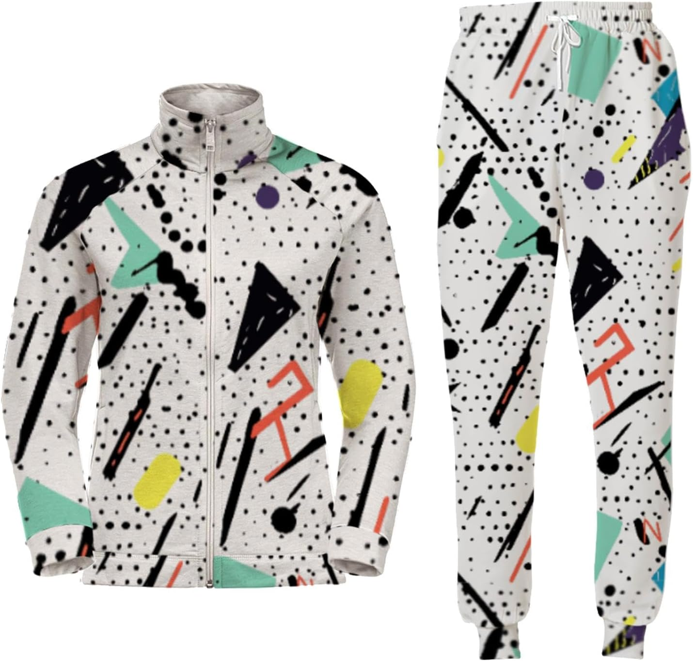 Nankoyal 80S Tracksuit Streetwear | Polyester Soft Jacket Joggers Sweatpant Set - Zipper Pullover Tops Waist Pants with Pockets for Men Boys