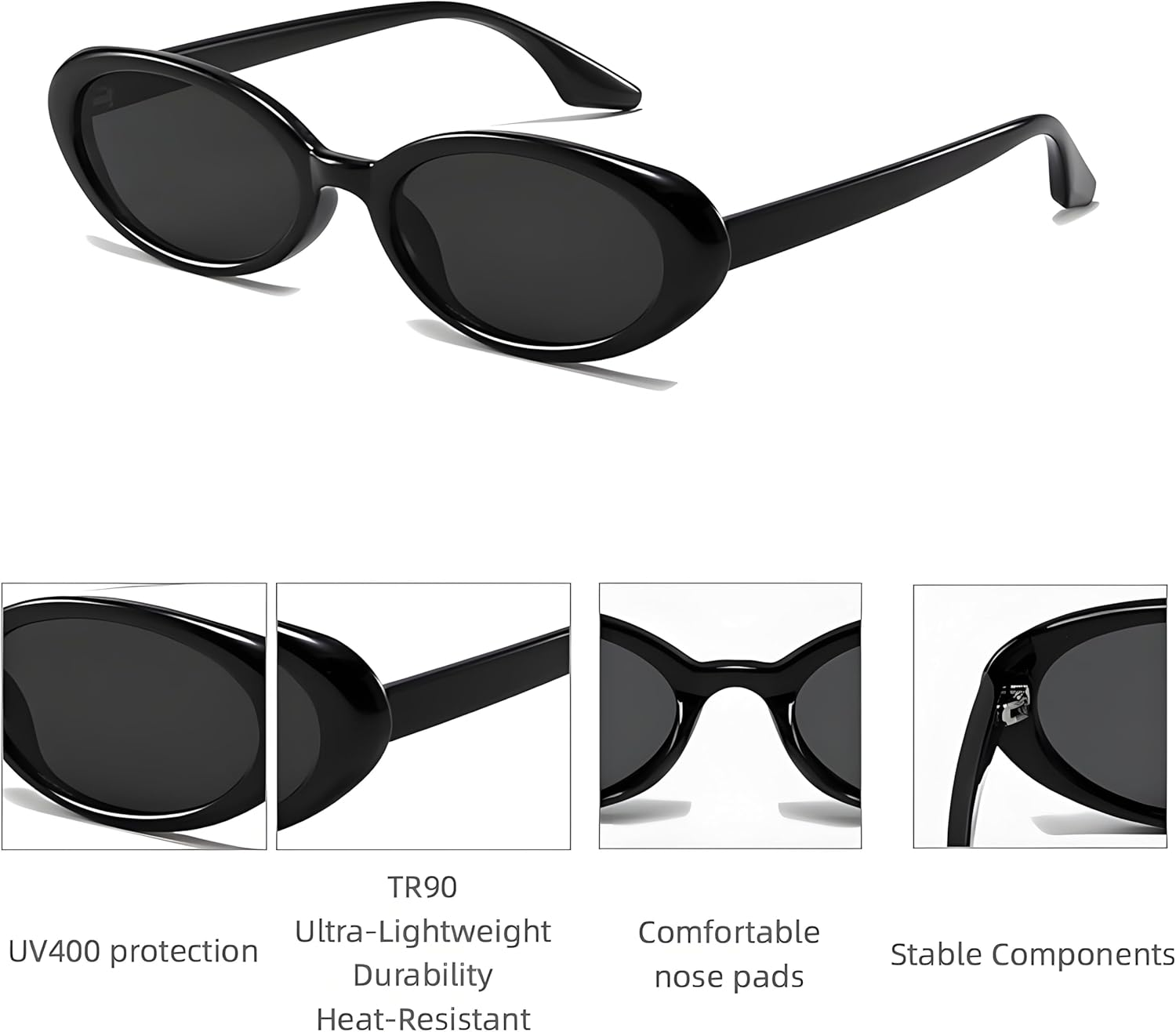 ONLYZILLA Retro Classic Oval Sunglasses for Women and Men Small 90S Style image number 2