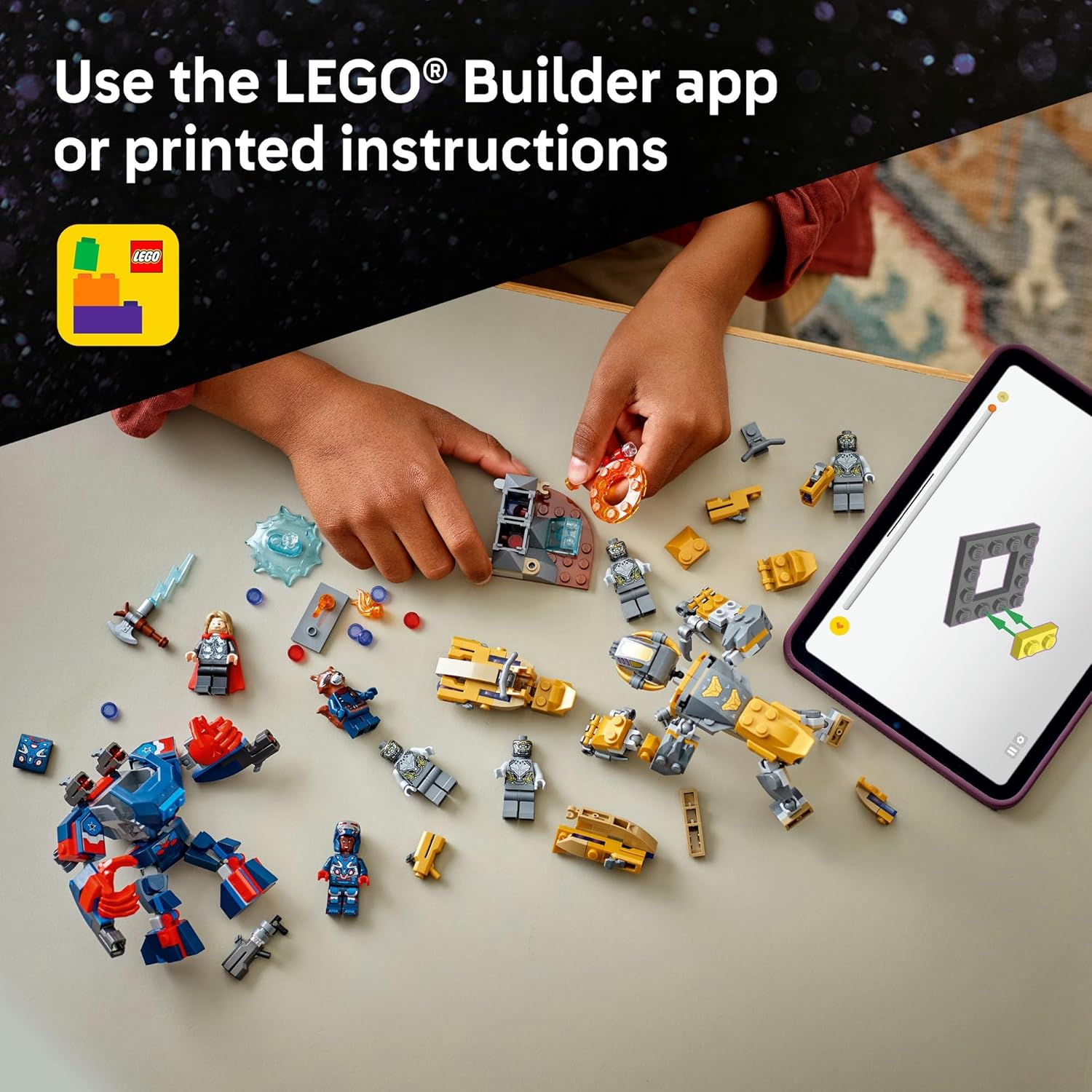 LEGO&reg; Marvel Avengers: Endgame Thor Vs. Chitauri 76322 Buildable Toy for Kids, Super Hero Battle Action with the Iron Patriot Mech and 7 Minifigures, Toy for Boys and Girls Aged 8 and Over image number 6