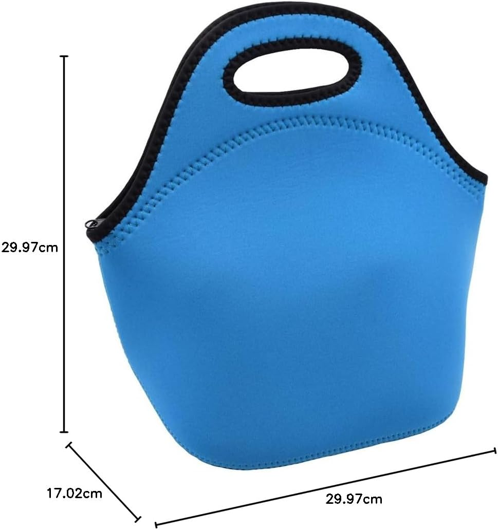 Insulated Neoprene Lunch Bag Gourmet Tote Cooler Warm Pouch for School Work Office (Blue) image number 3