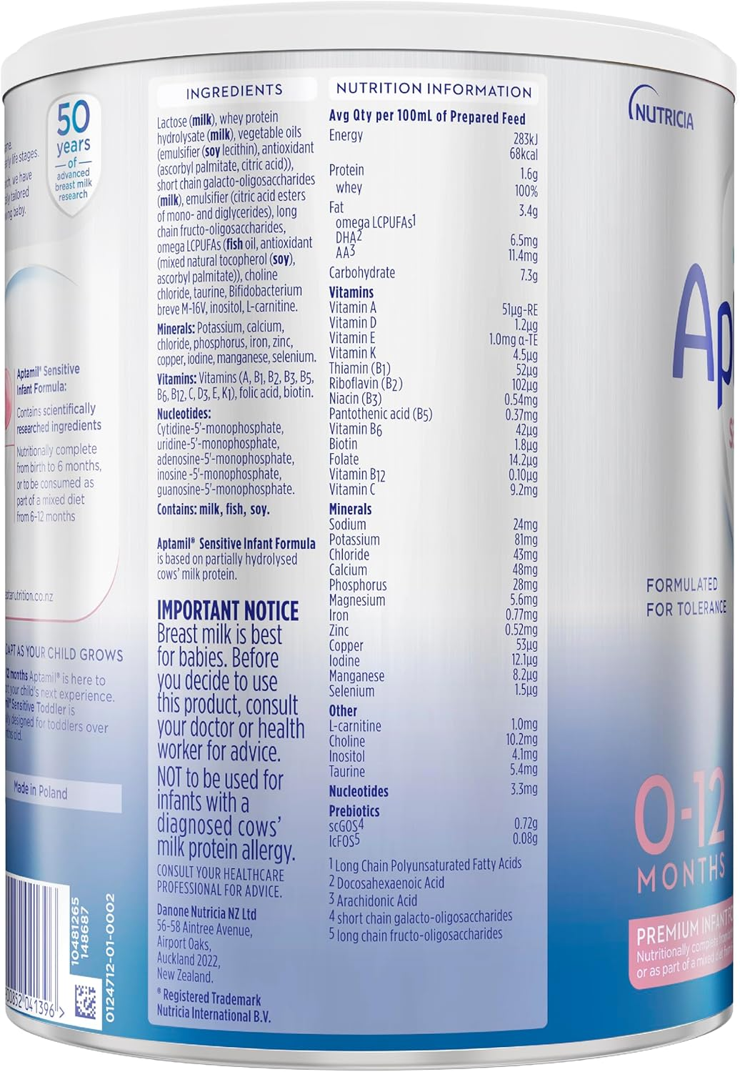 Aptamil Sensitive Premium Infant Formula, Gently Formulated for Sensitive Tummies, Formula Partially Hydrolysed, Scientifically Researched Ingredients, Infant Formula from Birth to 12 Months, 900G image number 2