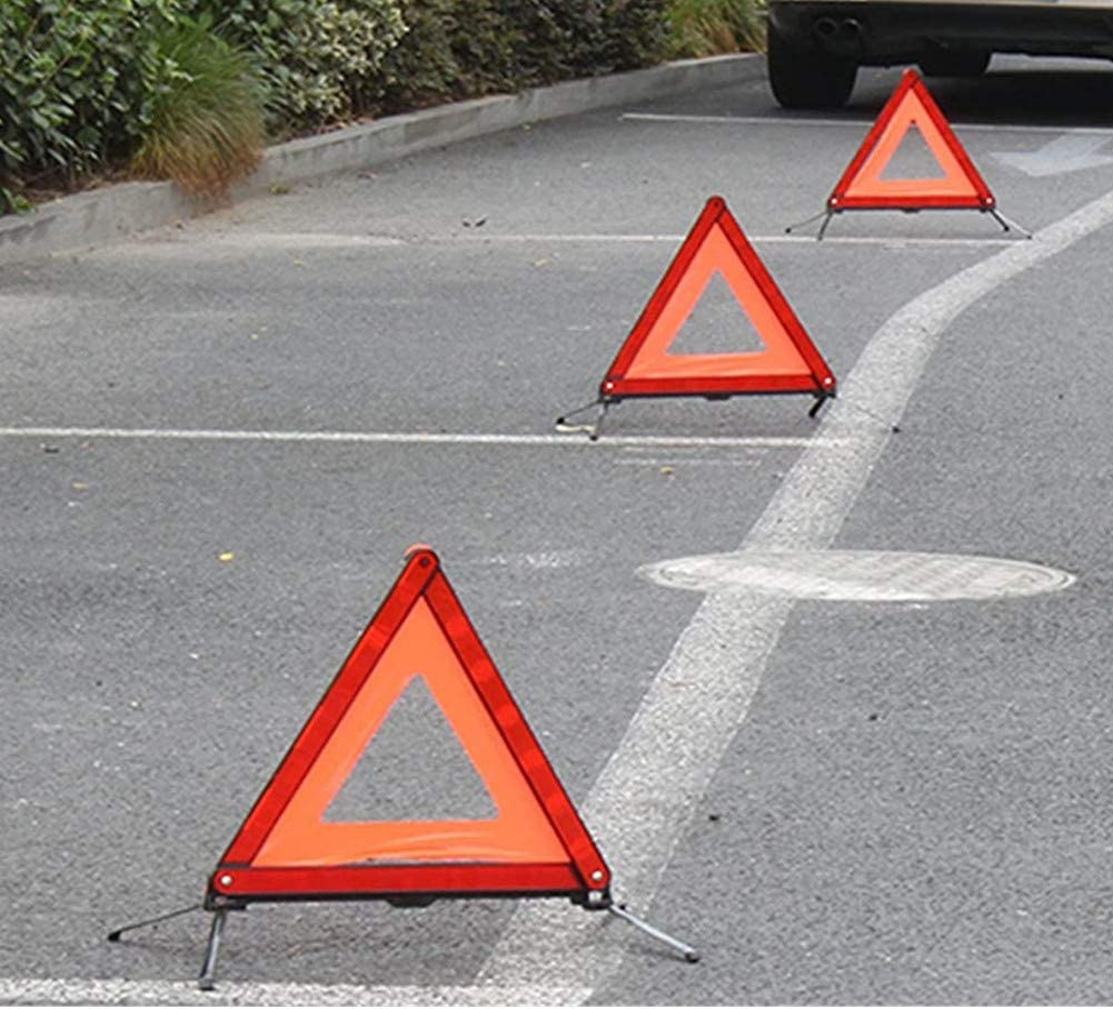 Reflective Triple Triangle Car Warning Sign Roadside Hazard Sign Emergency Breakdown Board, Safety Triangle Warning Kit, Foldable Car Roadside Emergency Kit image number 2