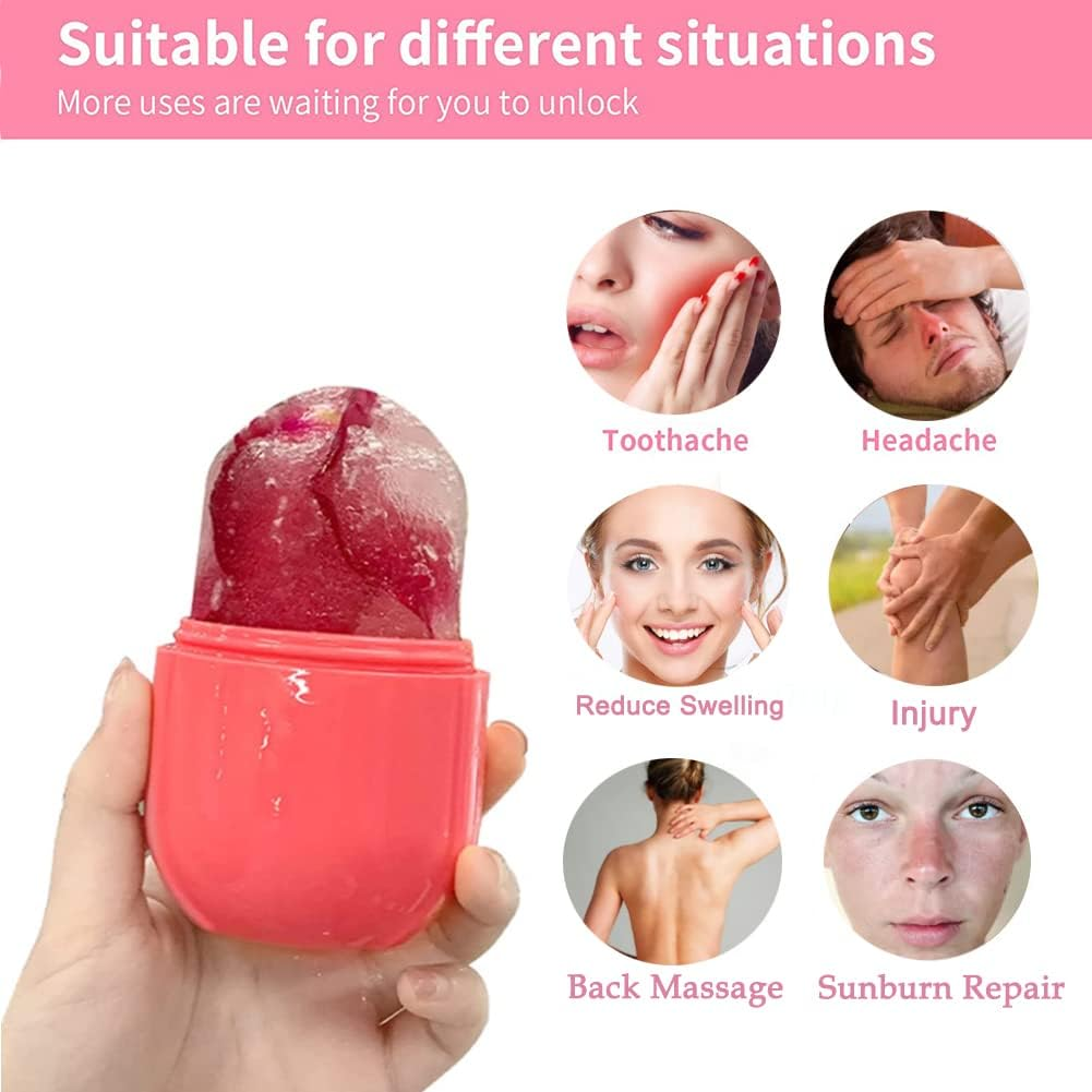 Mini Beauty Ice Face, Ice Mold for Face, Reusable Ice Face Mold, Face Ice Holder Ice Roller for Face and Eye (Pink)