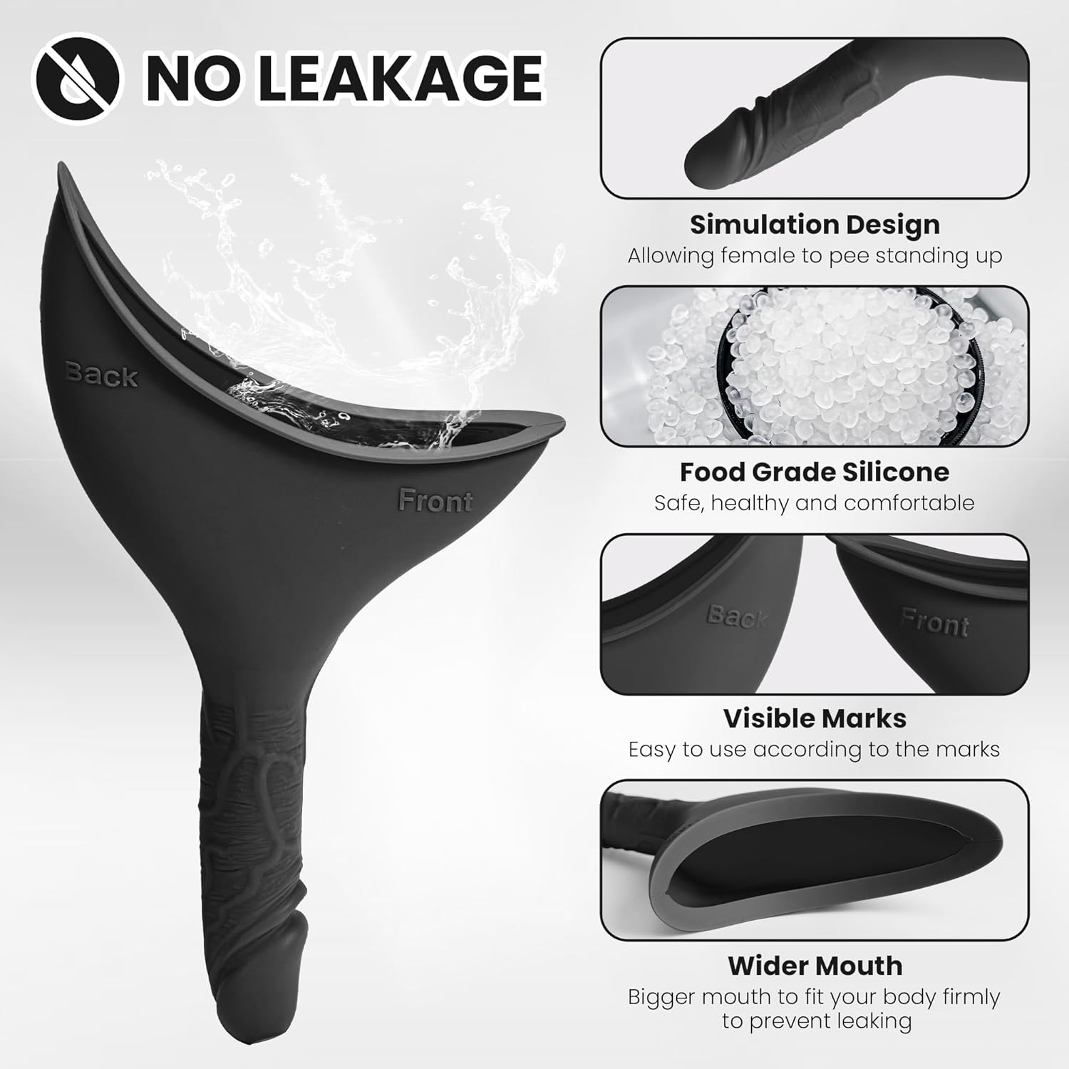 Rquite Female Urinal Pee Cloth Set, Portable Female Urination Device, Reusable Pee Funnel & Rag with Discreet Carry Bag, Silicone Urine Cup for Women Camping Gear Hiking Accessories - Purple image number 3