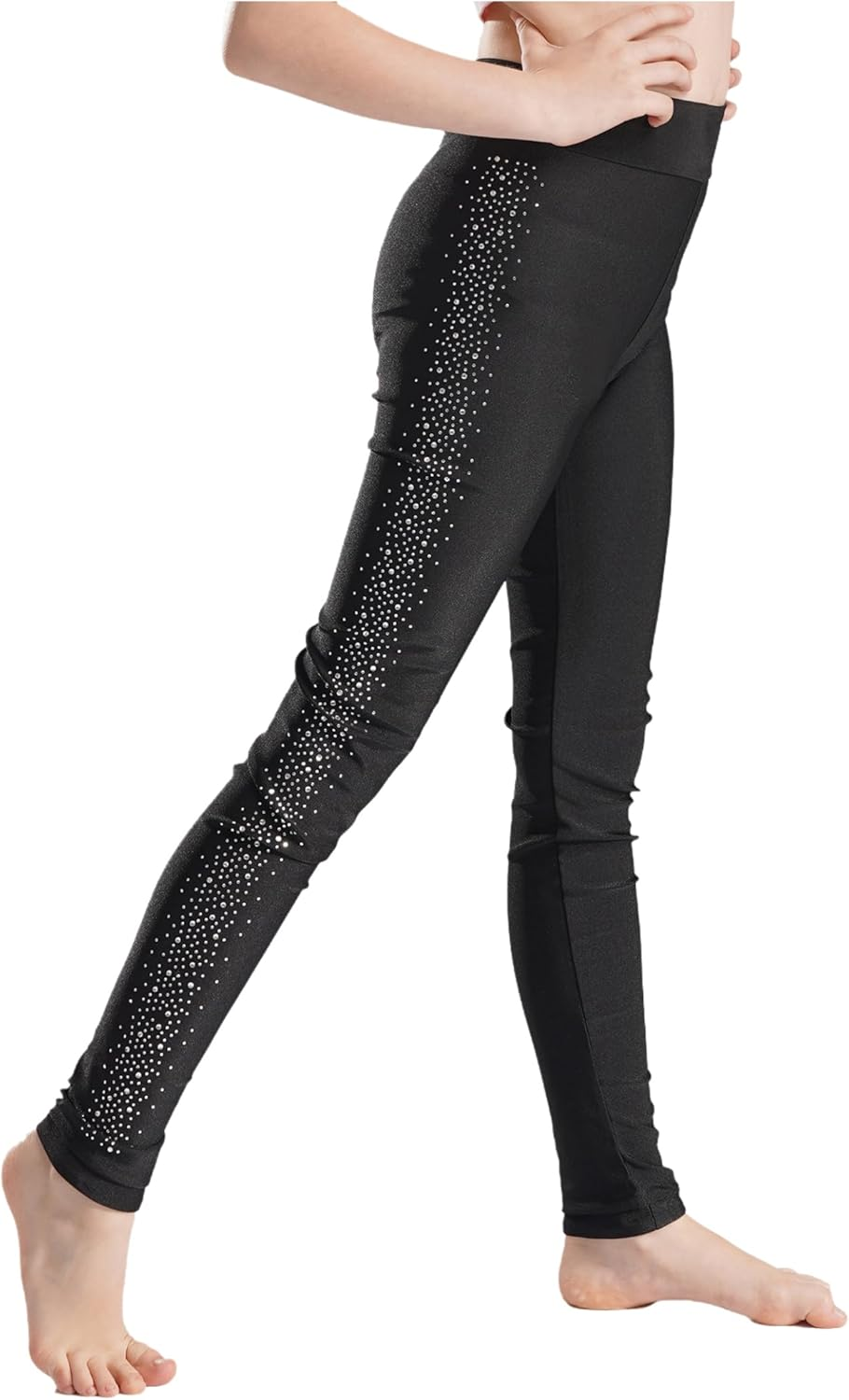 Hedmy Girl'S Figure Skating Pants Ice Skating Leggings Kids Gymnastic Yoga Workout Practice Training Tights image number 4