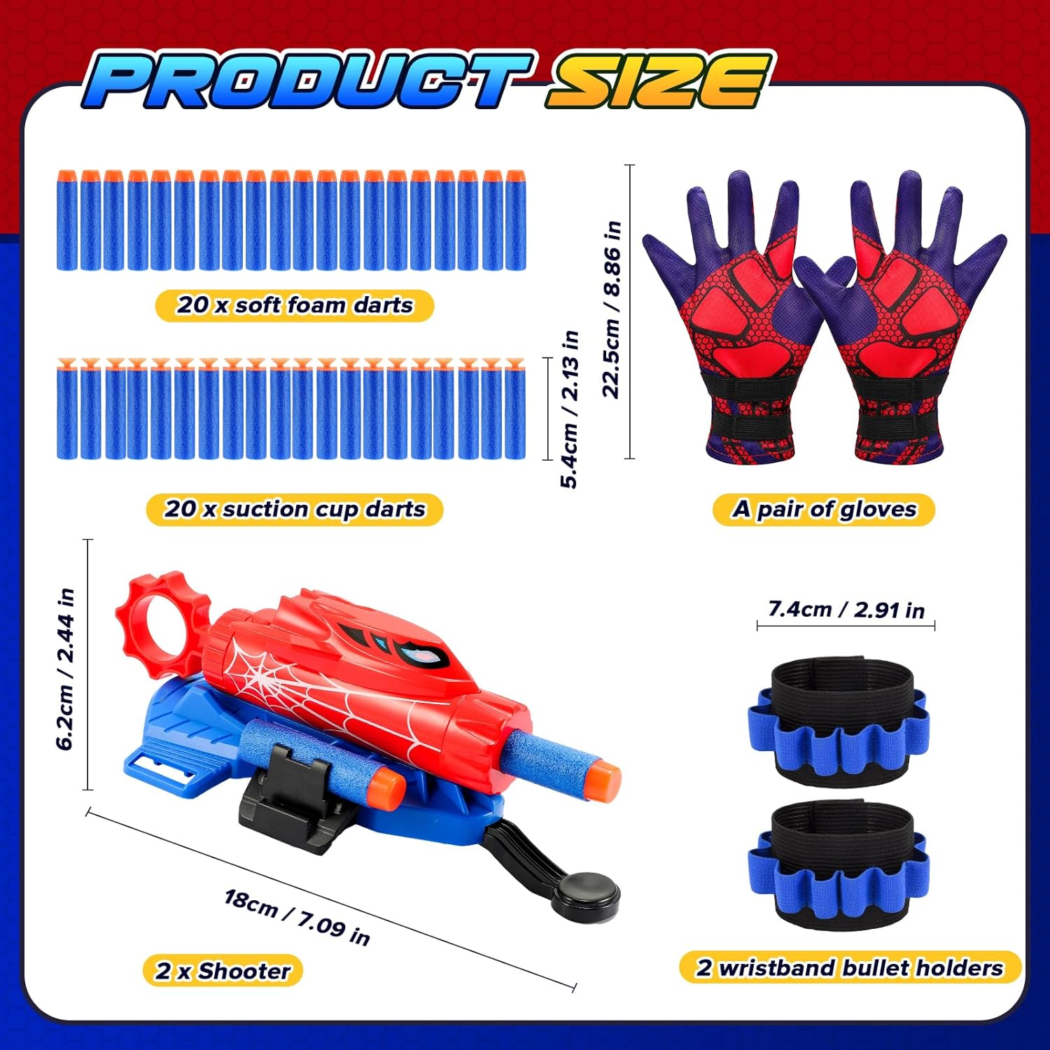 2 Set Spider Web Shooter for Kids, Vingtank Boys Toys Age 3 4 5 6 7 8 Wrist Launcher Toys with Hero Gloves for 3-5 4-6 Year Old Boy Gifts Toddler Role-Play Party Favors for Kids Birthday Gifts image number 1