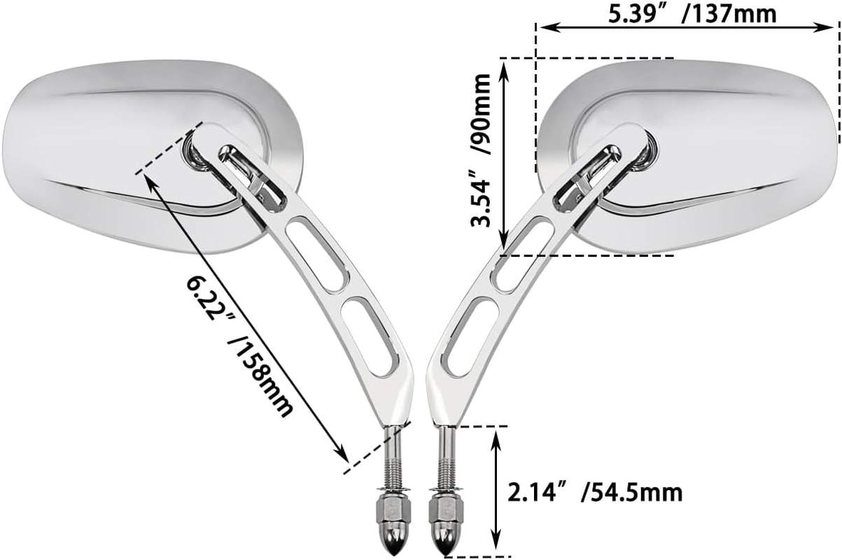 FOVPLUE Handlebar Mount Mirrors,Left & Right Side Rearview Mirrors for 1982-2024 Harley Models,For CVO Dyna Electra Glide Road Glide Road King Softail Street Glide Sportster 1200 883,Chrome