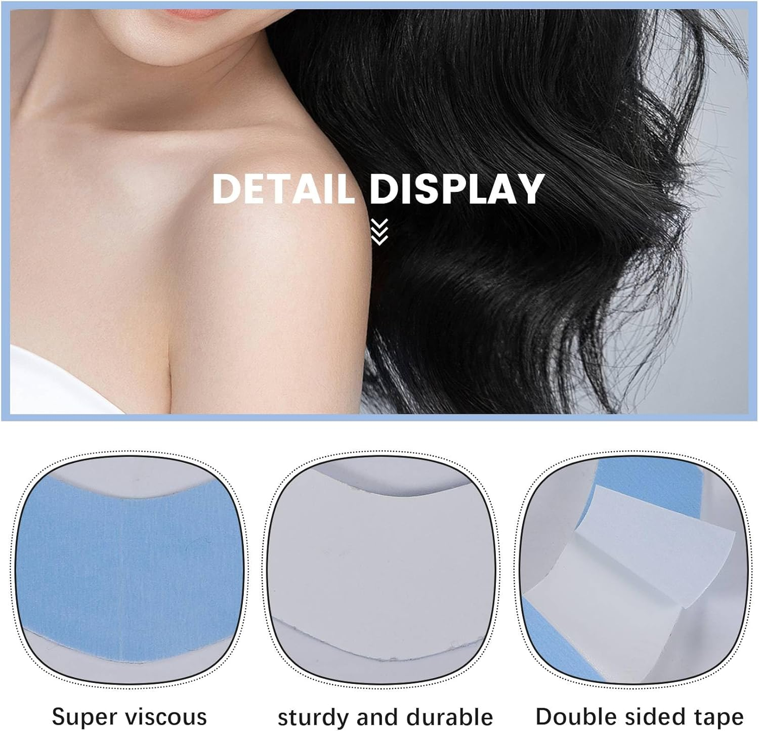 Spacesea 36Pcs/Lot Super Strong Hair Wig Tape Double Adhesive Extension Tape Strips Waterproof for Toupee/Lace Wigs Film CC Shape image number 4