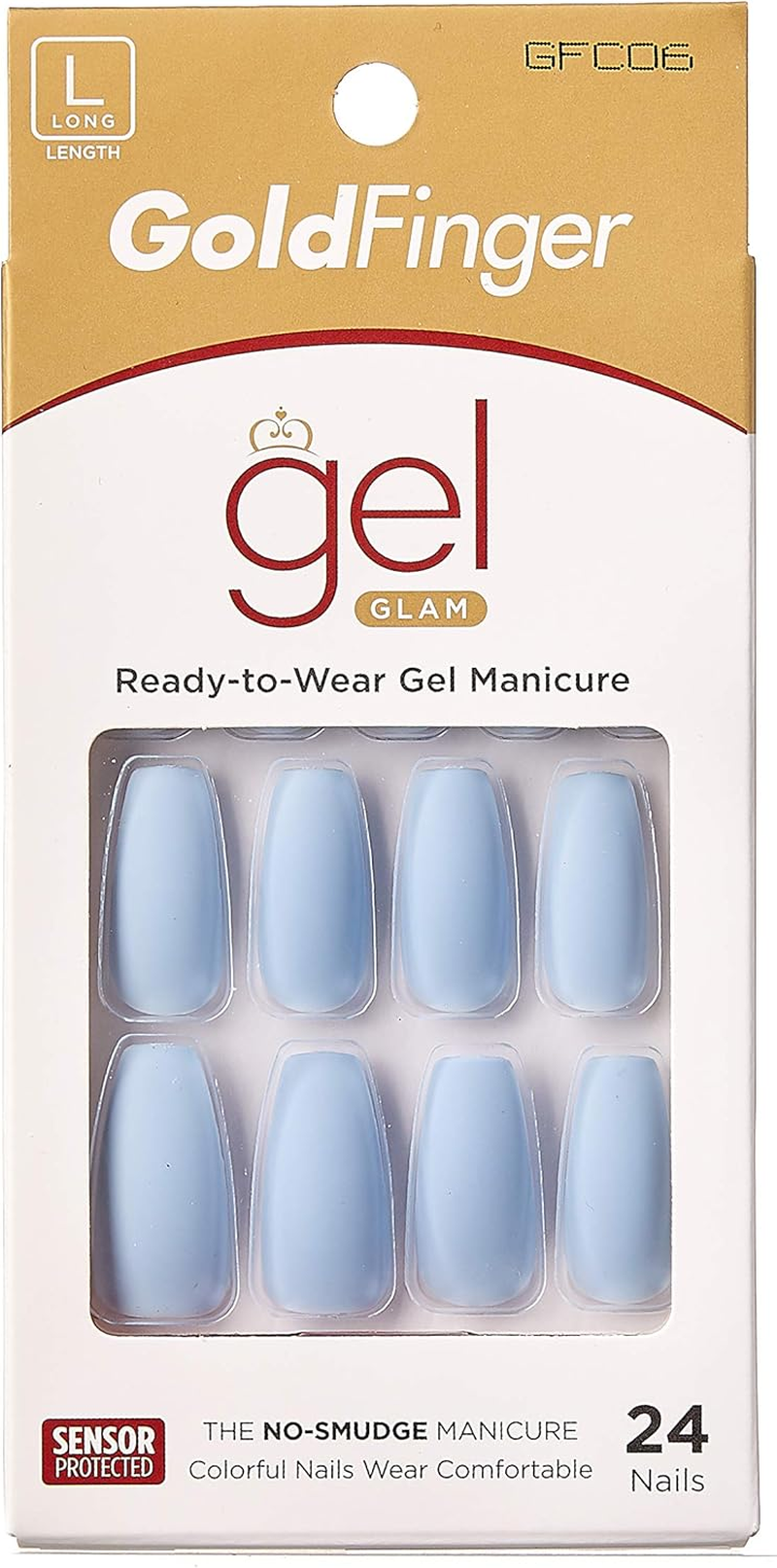 Gold Finger Full Cover Nails Press on 24 Nails Long Length image number 2