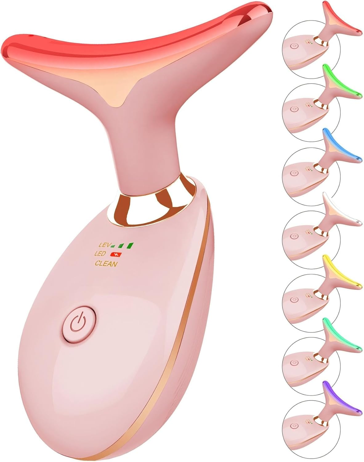 ELISHINE 7 Color Neck Face Massager - Facial Massager Tool for Skin Care at Home, Vibrating Face Massager with Thermals, Galvanic Machines Black