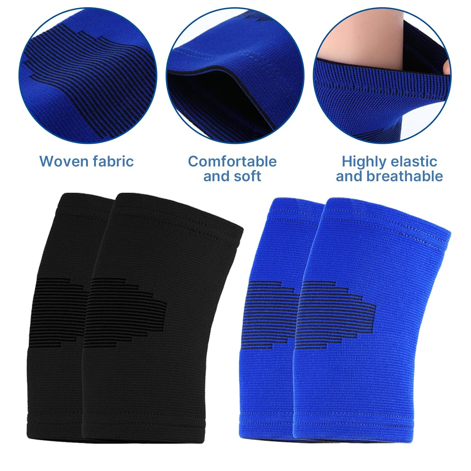 2 Pairs Kids Knee Sleeve Kids Knee Brace Children Support Compression Child Sleeve Pads for Basketball, Volleyball, Sports, Gymnastics(Blue, Black) image number 5