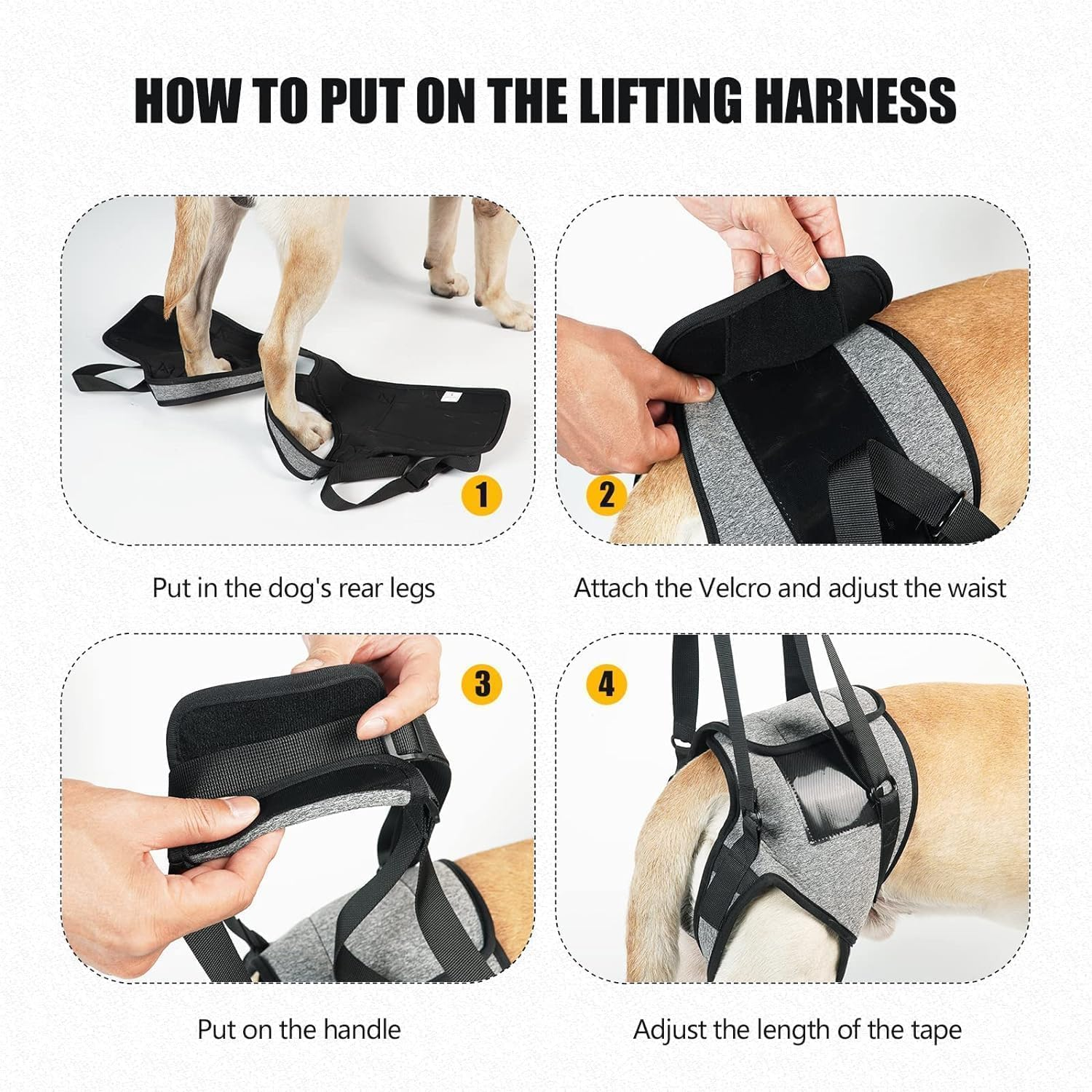 Dog Lift Harness for Back Legs, Adjustable Help Em up Harness for Elderly Injured Arthritic Senior Disabled Dogs, Pet Auxiliary Harness for Walking Climbing (Grey, XL) image number 1