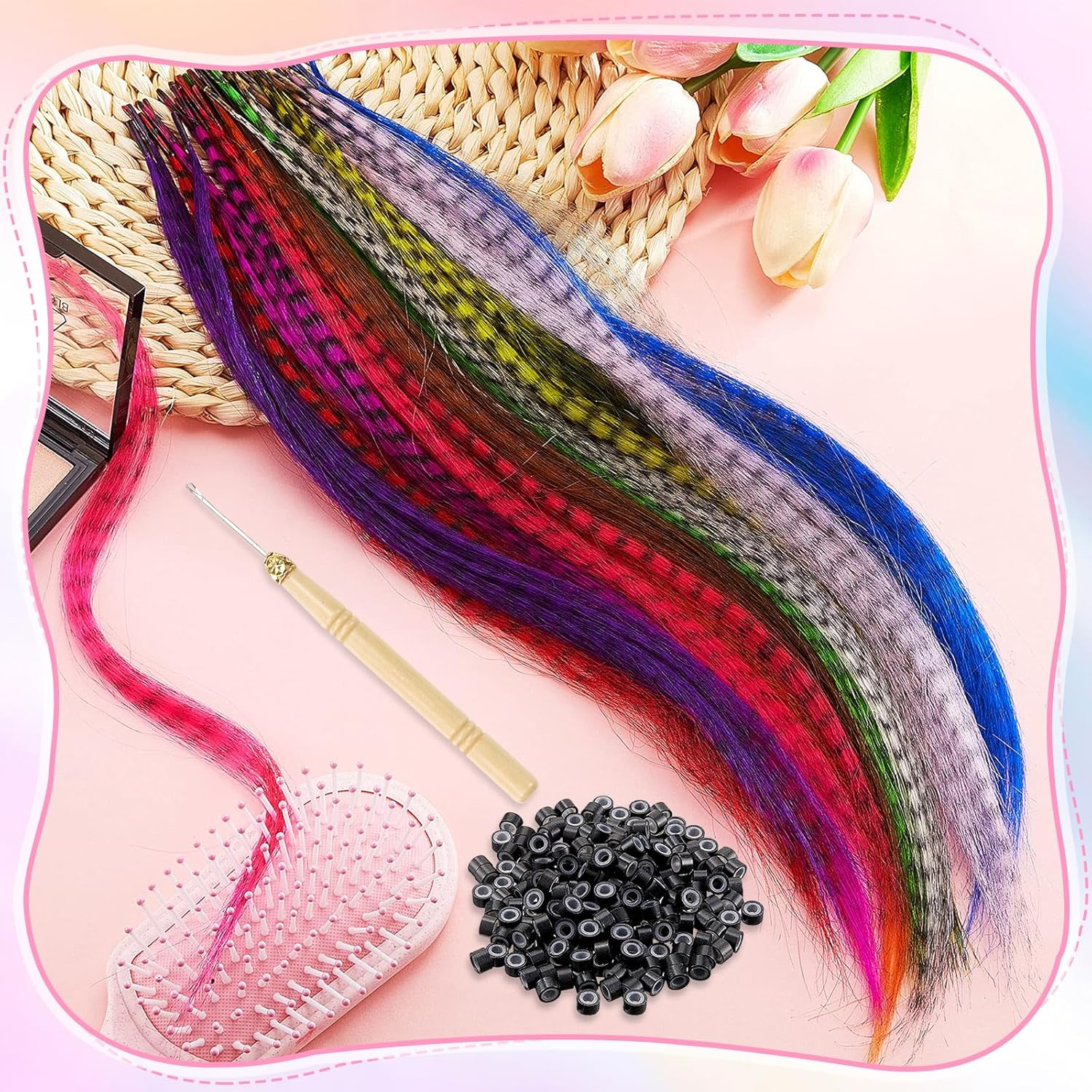 Hair Strands for Clip-In Hair Extensions, 52 Pieces, Hair Extensions, Clip-In Extensions, Colourful Hair Strands, Hair Extensions, Hair Extensions for Girls and Women