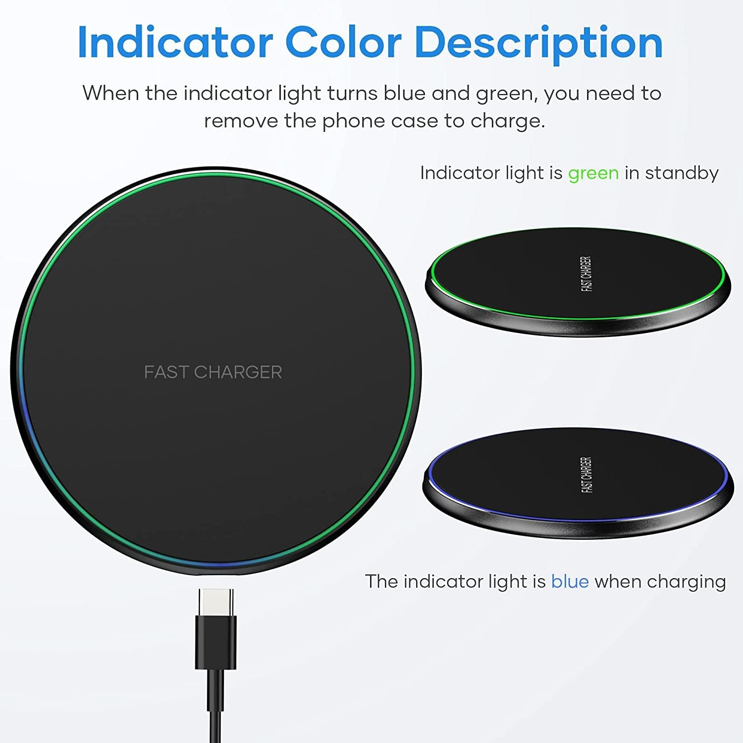 POWERIVER Wireless Fast Charger, Qi Induction Charger Compatible with Iphone 14/15/13/12/11/ Pro/Xs Max/Xr/Xs/X, Airpods 2/3/Pro, Samsung Galaxy S23/S22/S21/S10/S9/S8/Note 20/10 image number 4